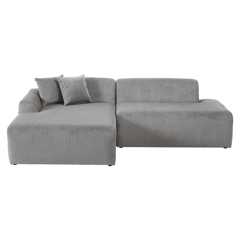 Dexter Light Grey Corduroy Sectional Left Facing Chaise - MidinMod