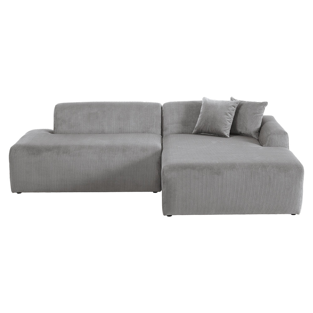 Dexter Light Grey Corduroy Sectional Right Facing Chaise - MidinMod