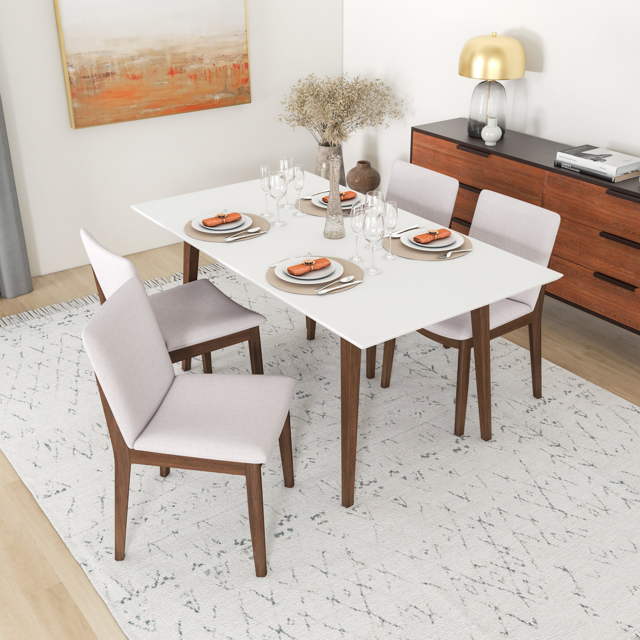 Alpine cream outlet leather dining chairs