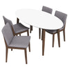 Dining Set, Rixos White Table with 4 Virginia Light Grey Chairs