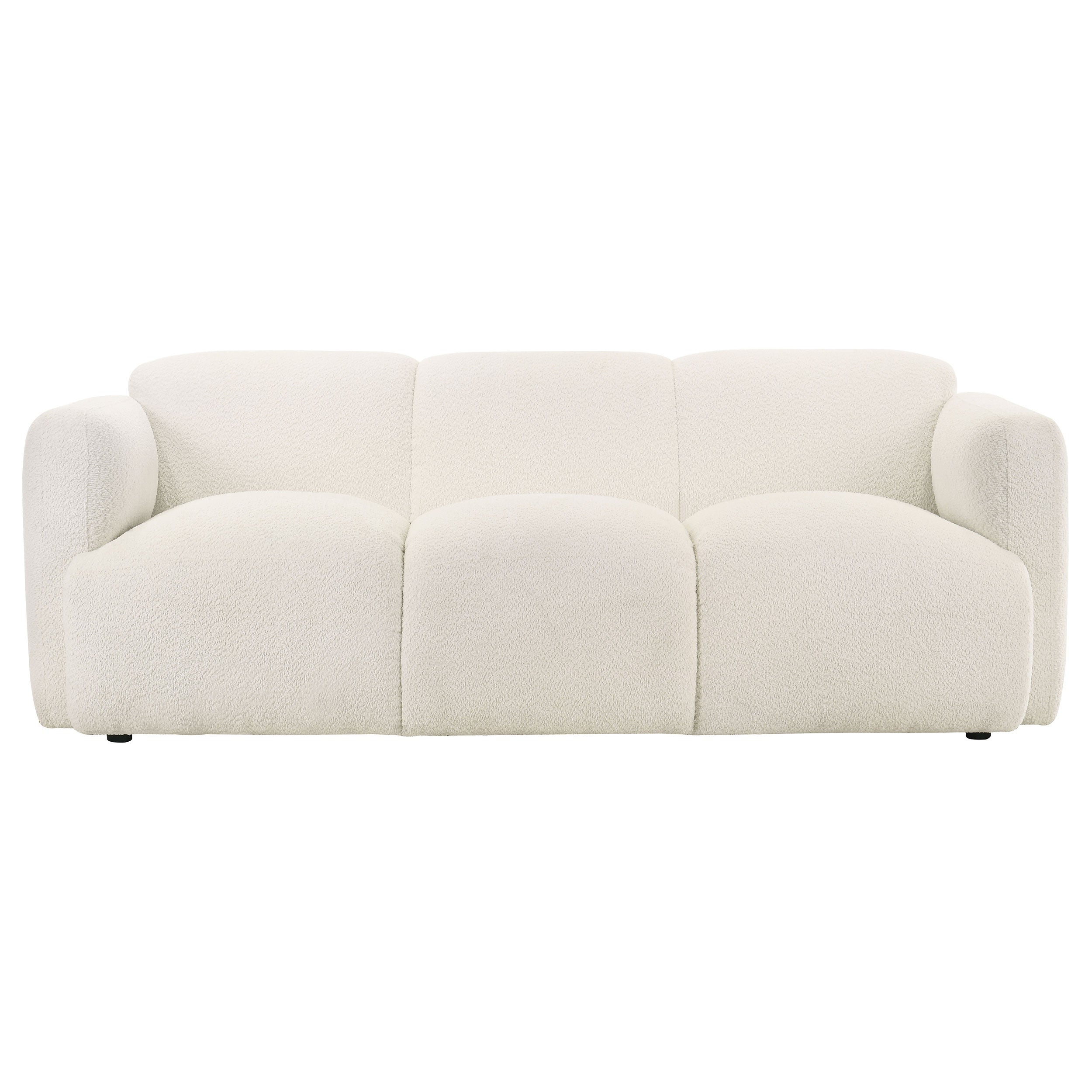 Dorset Sculptural Round Track Arm Sofa in Textured White Fabric