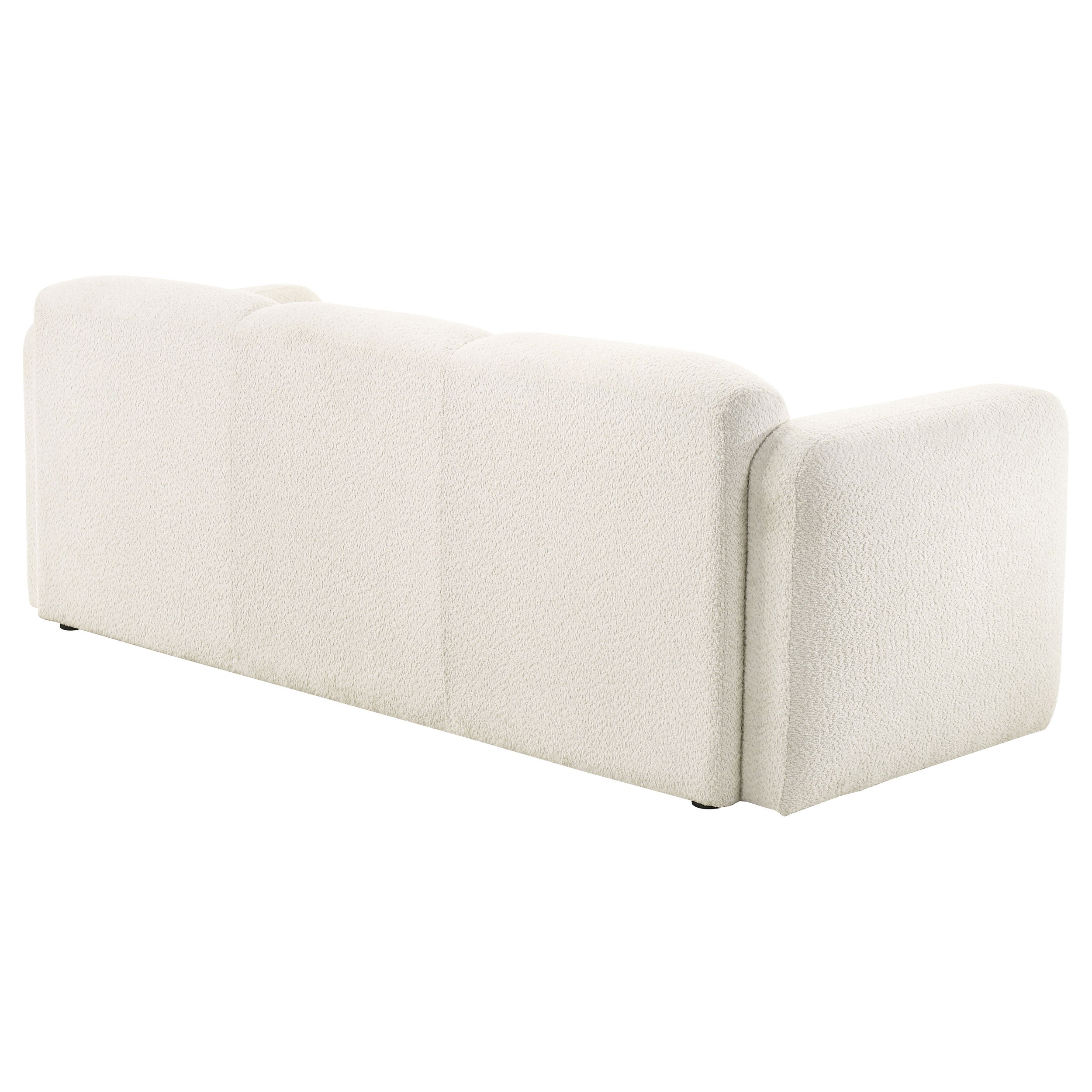 Dorset Sculptural Round Track Arm Sofa in Textured White Fabric