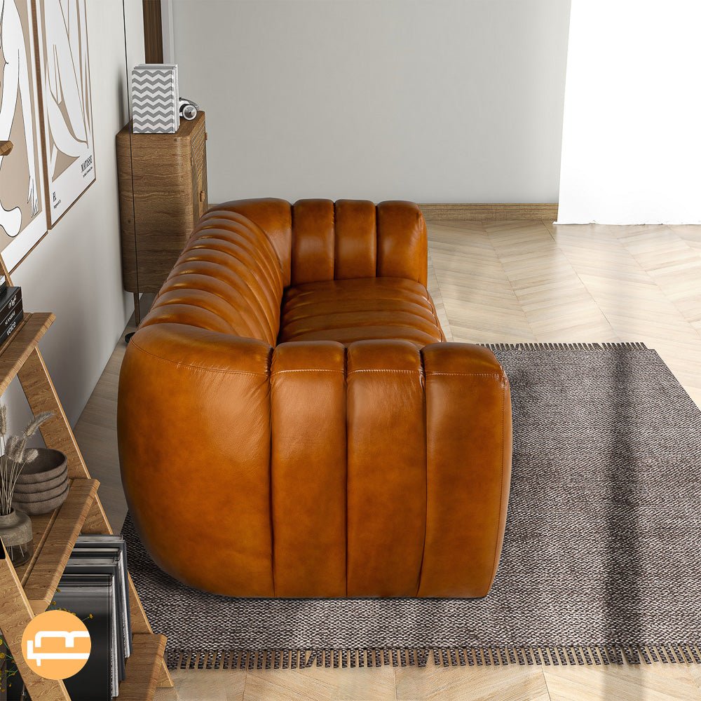 Downey Cognac Leather Sofa - MidinMod