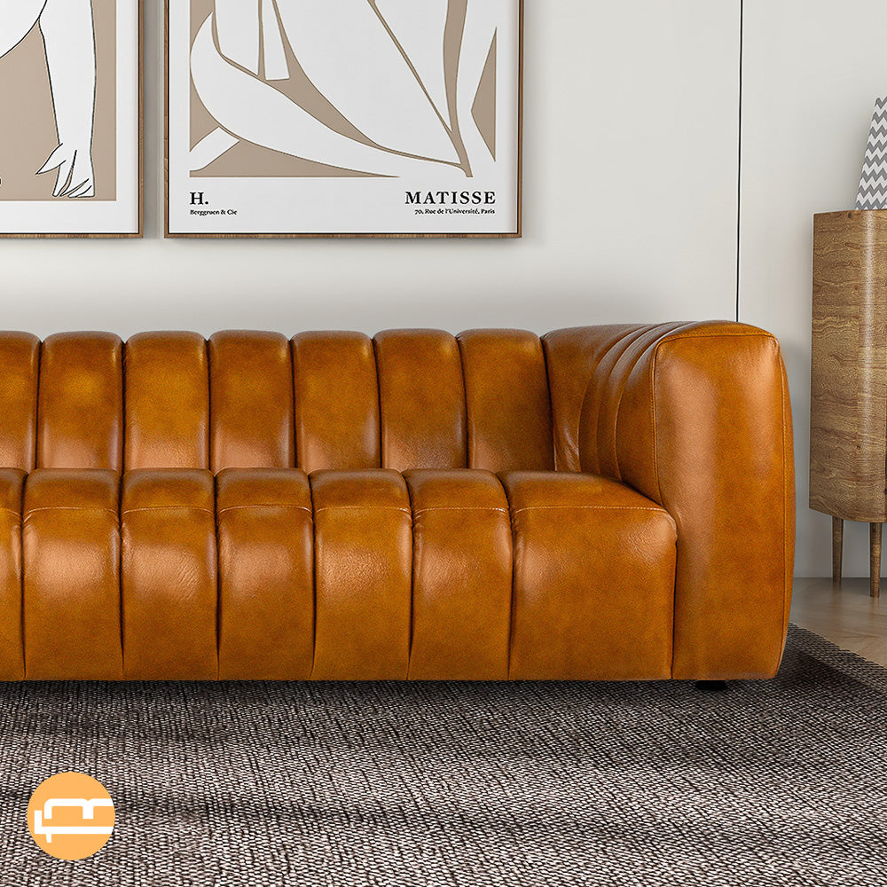 Downey Cognac Genuine Leather Sofa