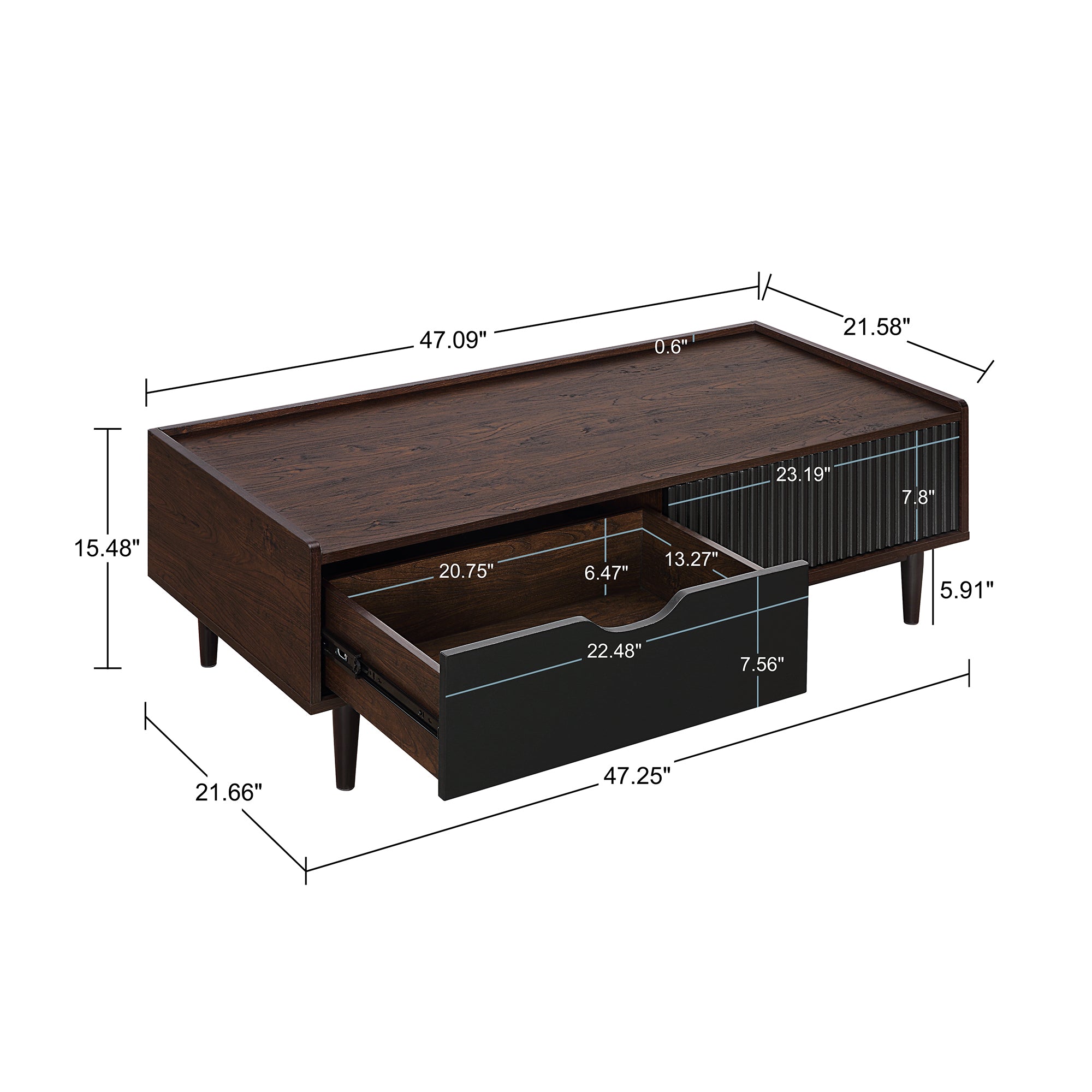 Duane Dark Brown & Black Coffee Table | Modern Living Room Centerpiece | MidinMod
