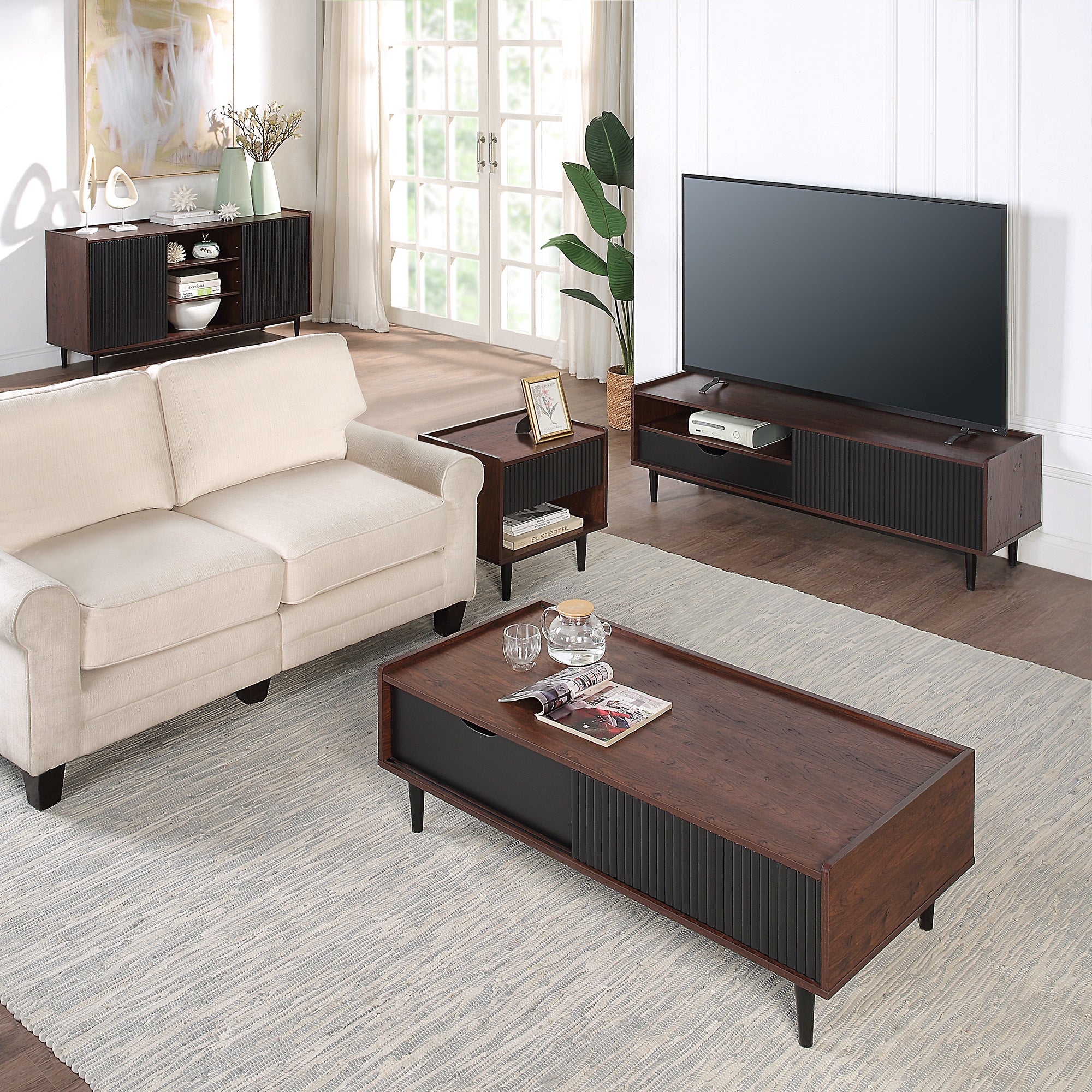Duane Dark Brown & Black Coffee Table | Modern Living Room Centerpiece | MidinMod