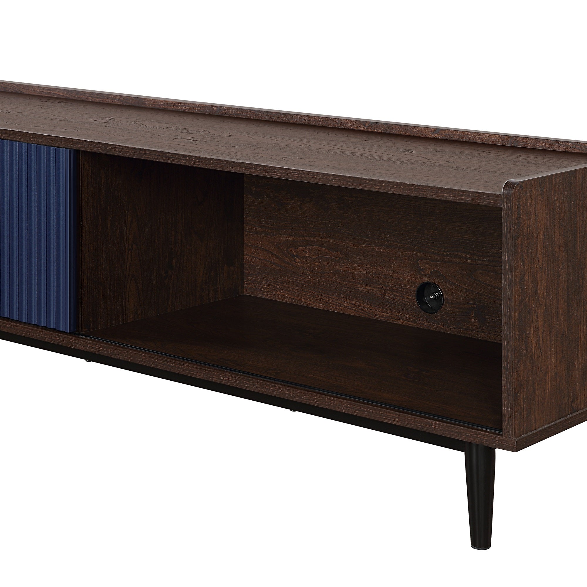 Duane Modern Dark Brown & Navy Blue TV Stand | Sophisticated Media Console | MidinMod