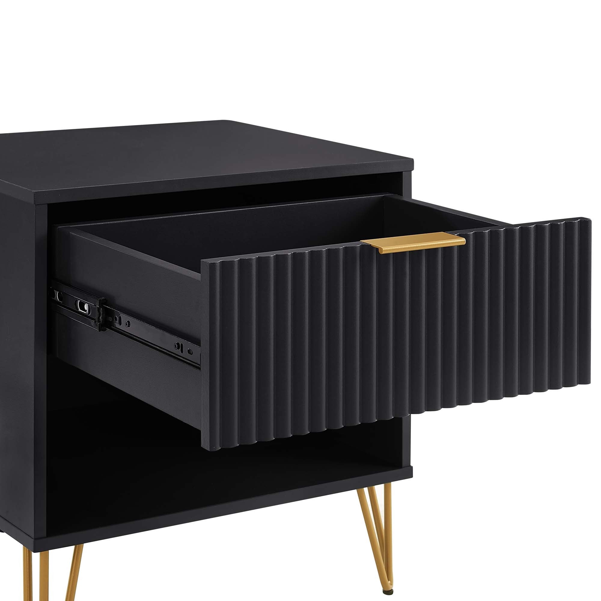 Dumbo Modern Black 1-Drawer Nightstand | Sleek Bedside Storage | MidinMod