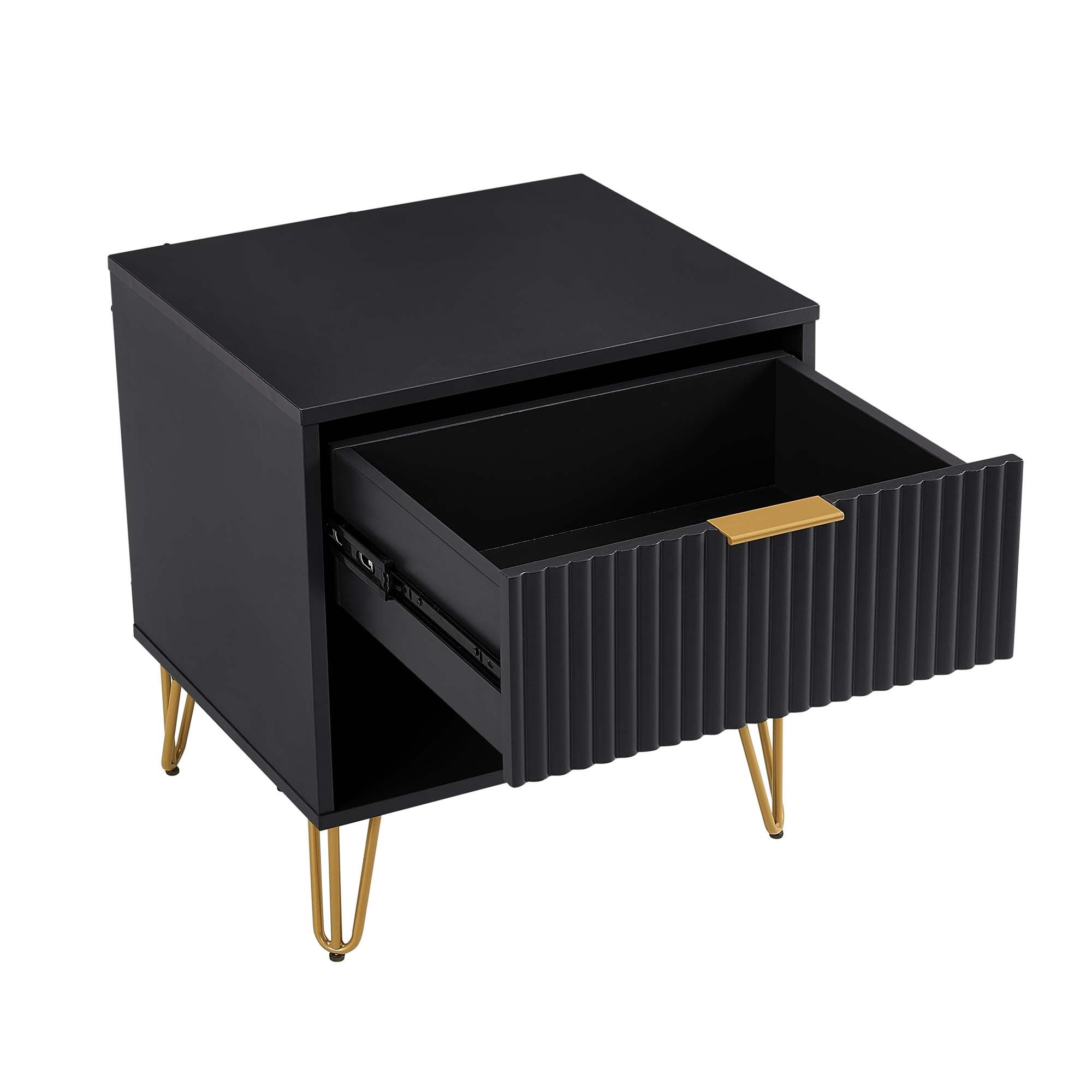 Dumbo Modern Black 1-Drawer Nightstand | Sleek Bedside Storage | MidinMod