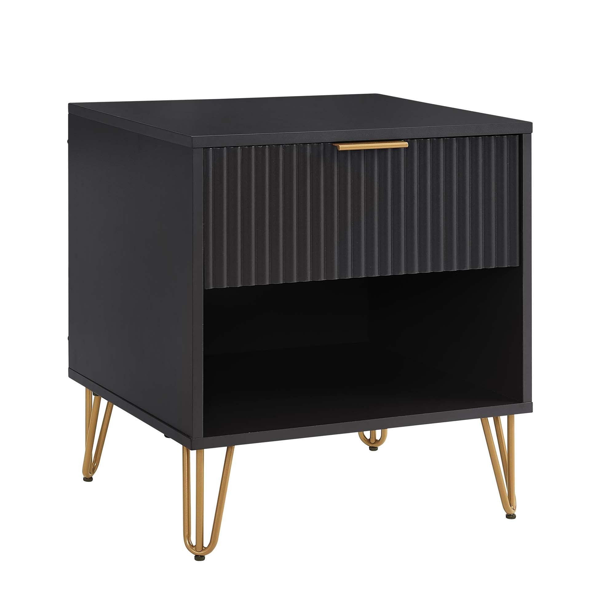 Dumbo Modern Black 1-Drawer Nightstand | Sleek Bedside Storage | MidinMod