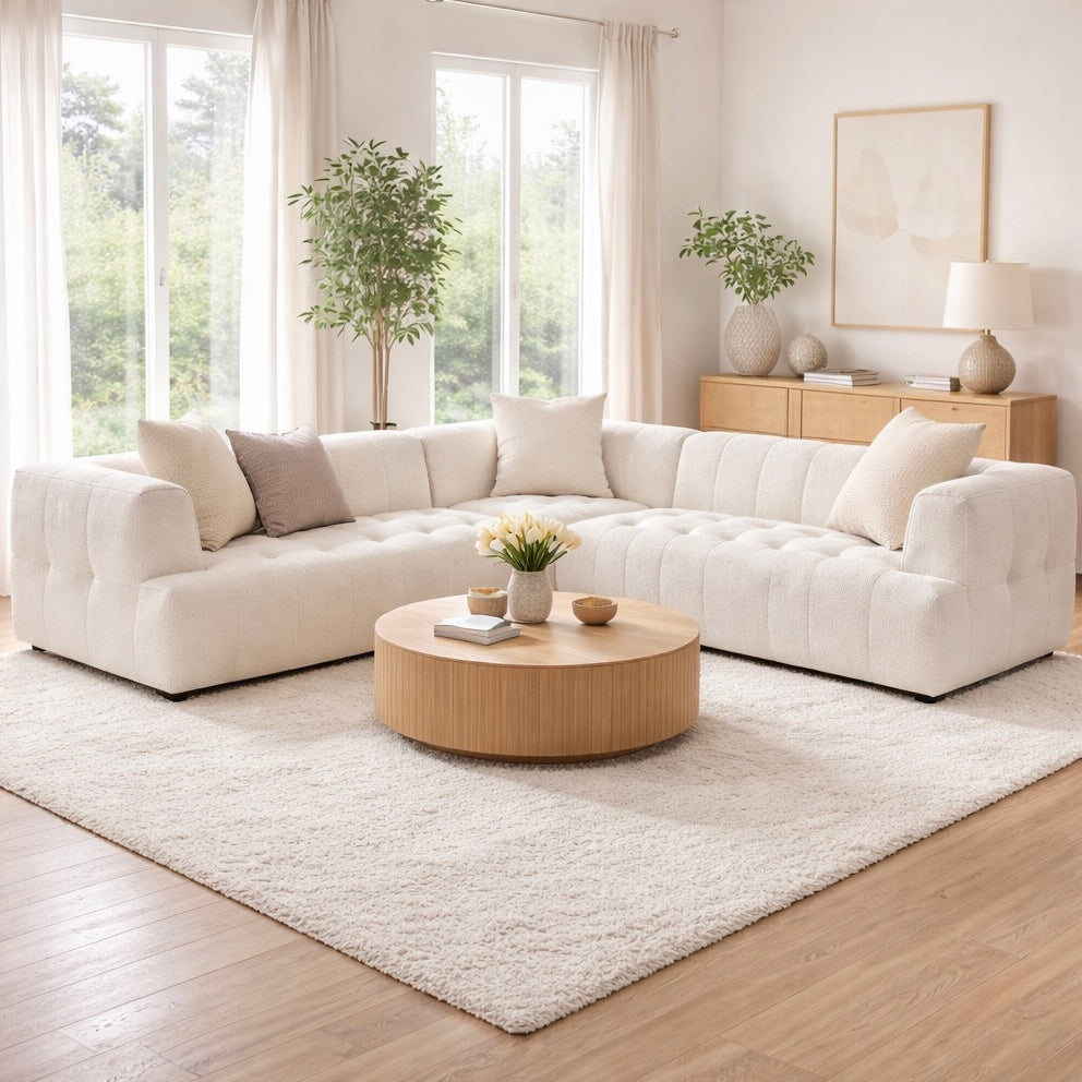 Wade Ivory Boucle Corner Sofa | Mid in Mod