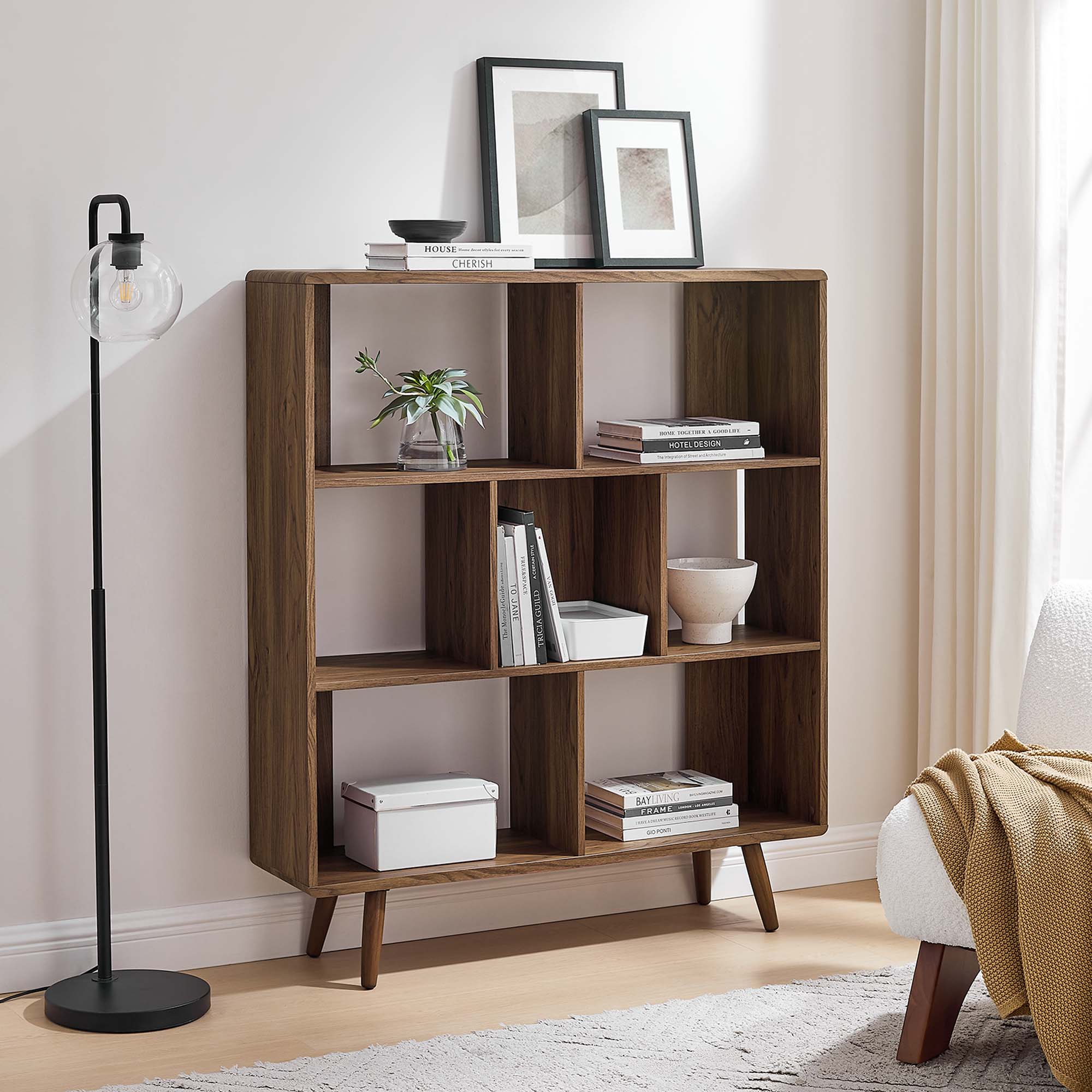 Transmit 7 Shelf Wood Grain Bookcase by Modway