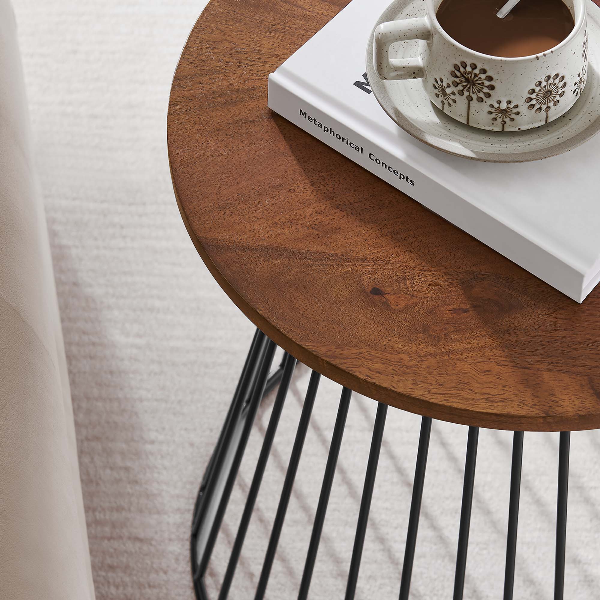 Valeo Round Wood and Metal Side Table by Modway