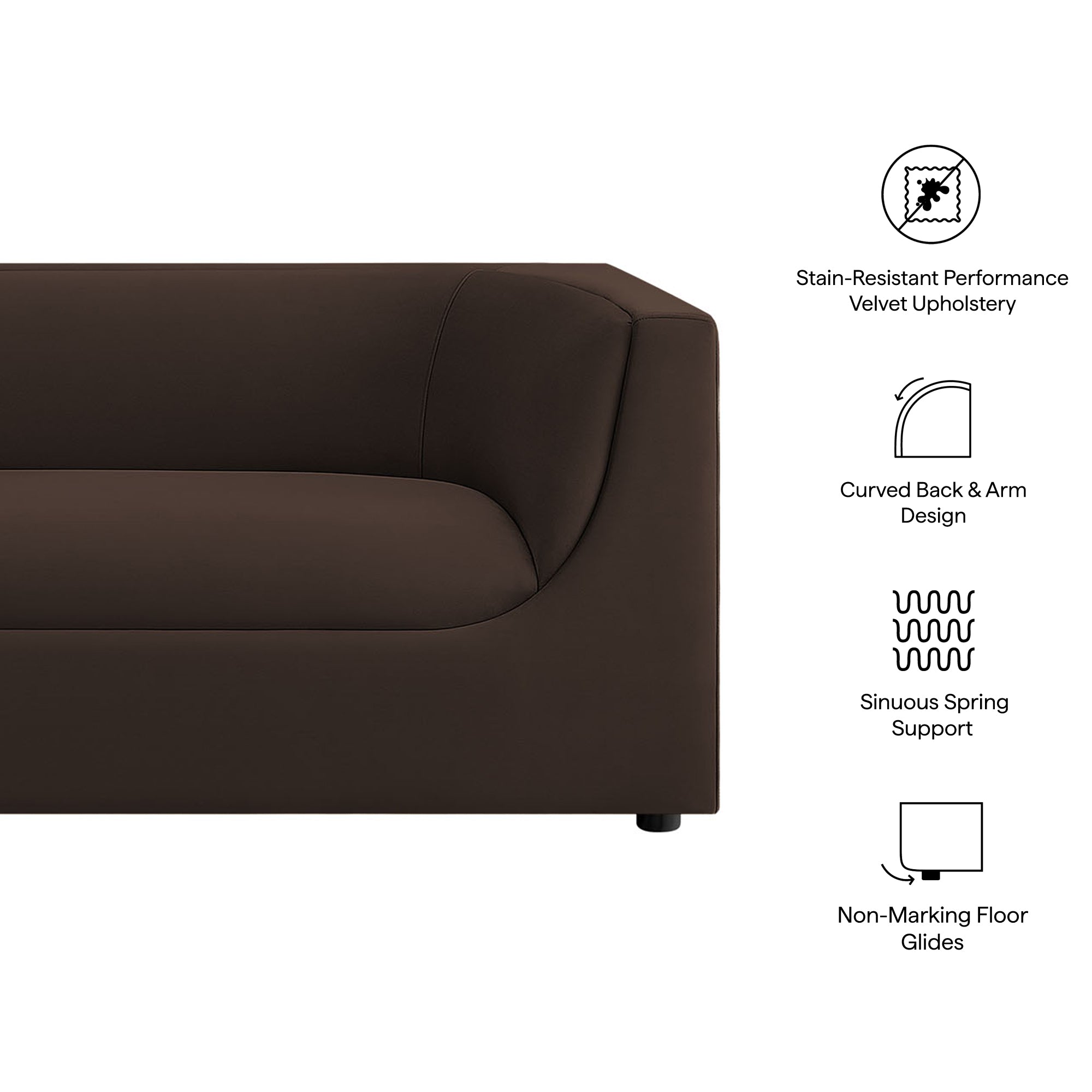 Hilda 86" Curved Back Performance Velvet Sofa by Modway