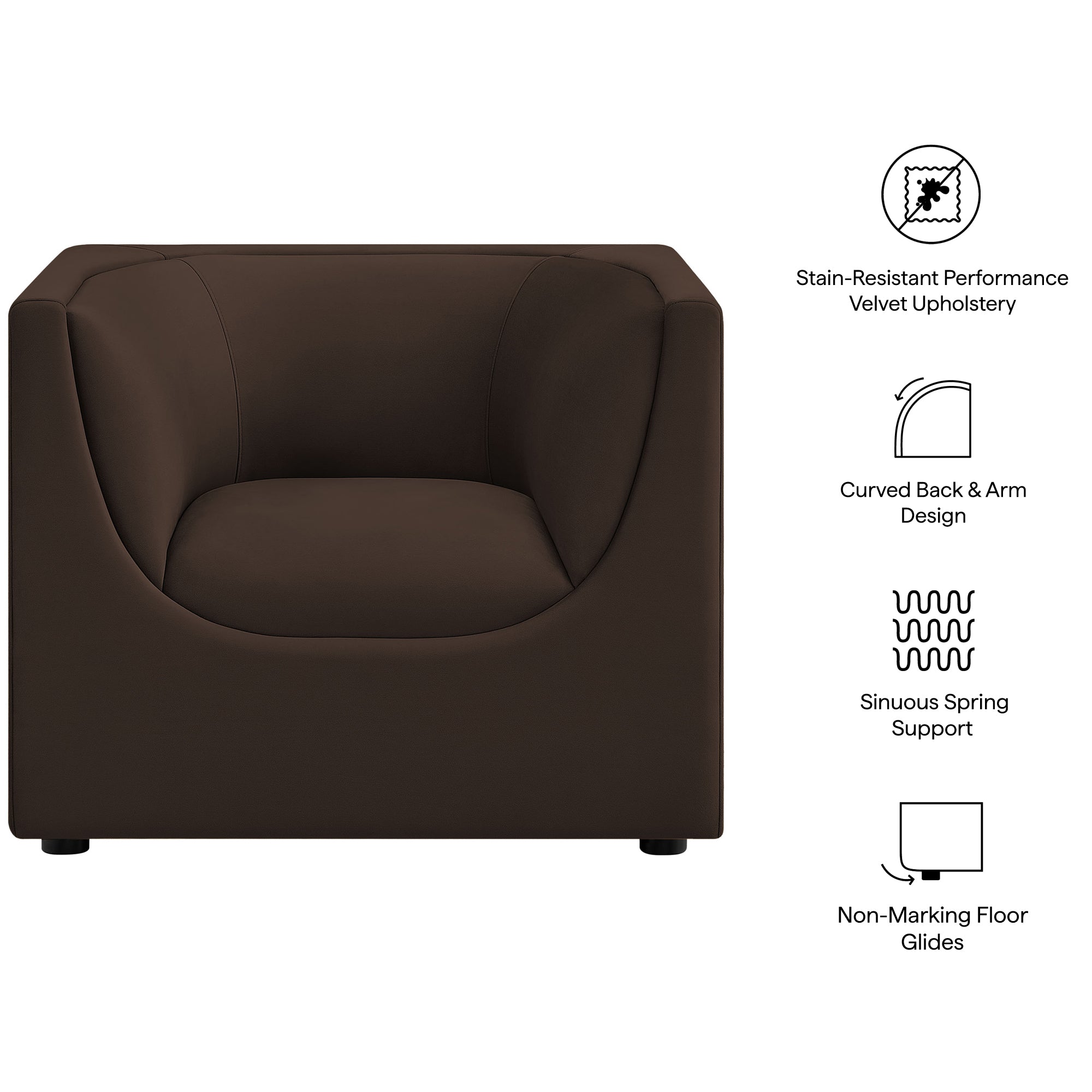 Hilda Curved Back Performance Velvet Armchair by Modway