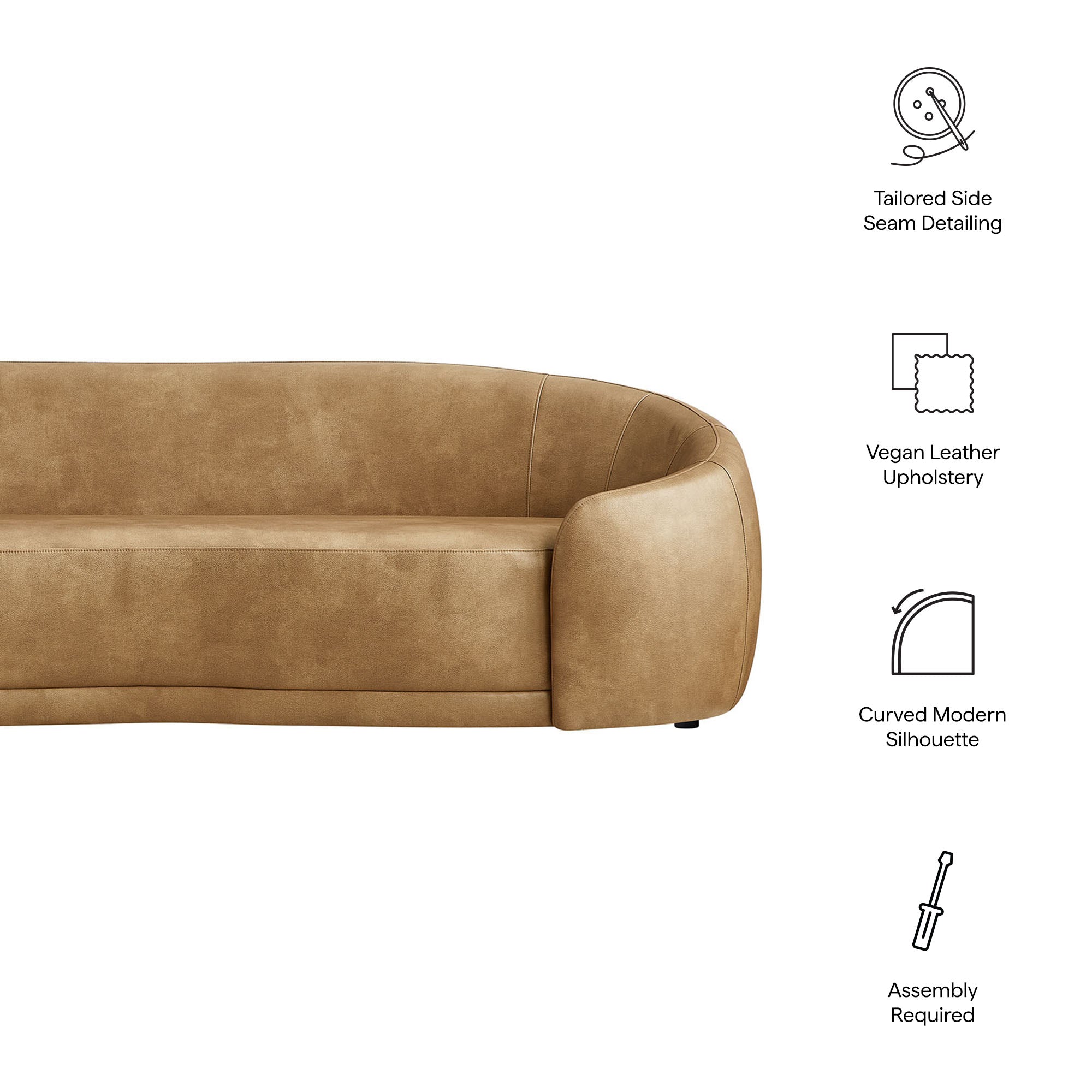 Contessa Curved Vegan Leather Sofa by Modway