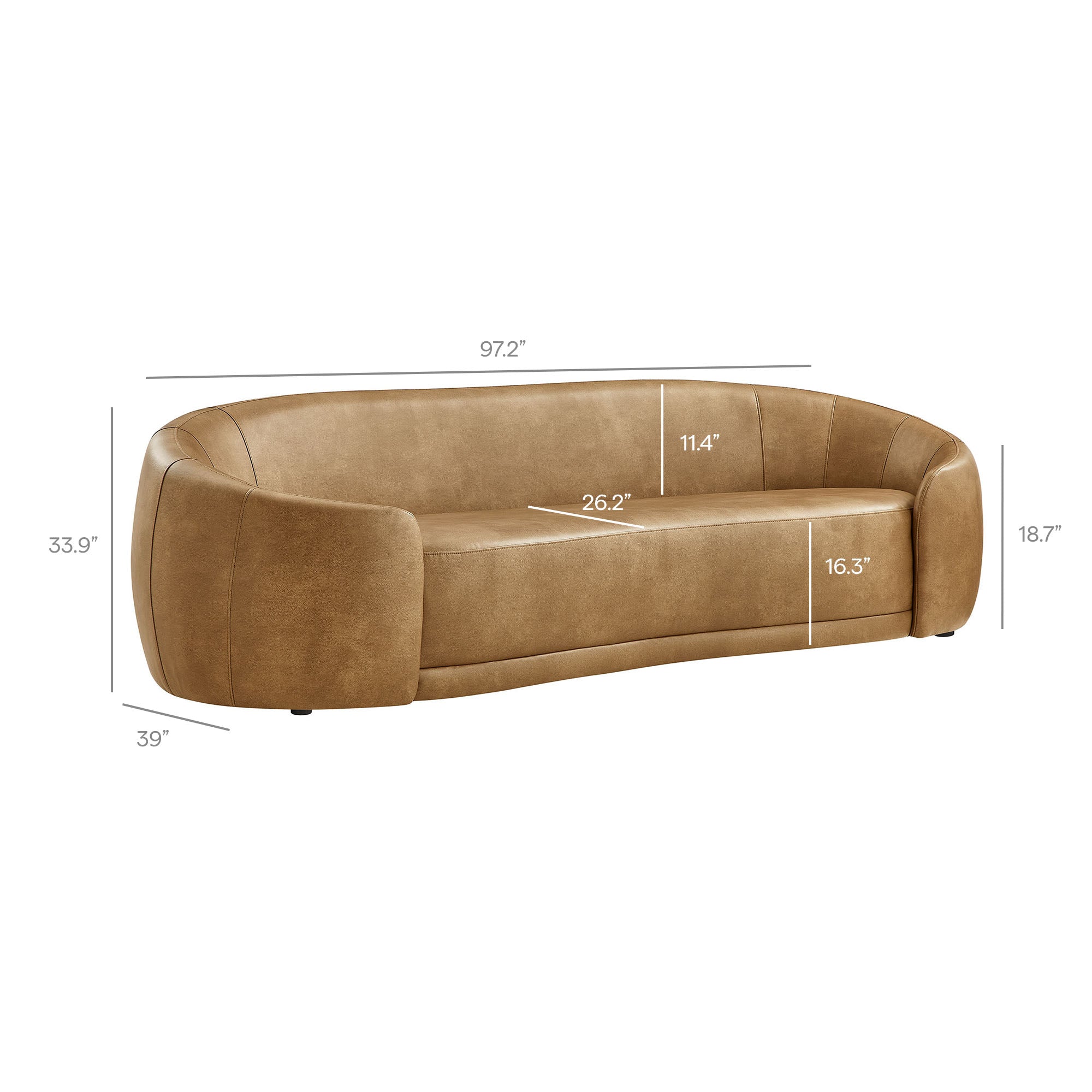 Contessa Curved Vegan Leather Sofa by Modway