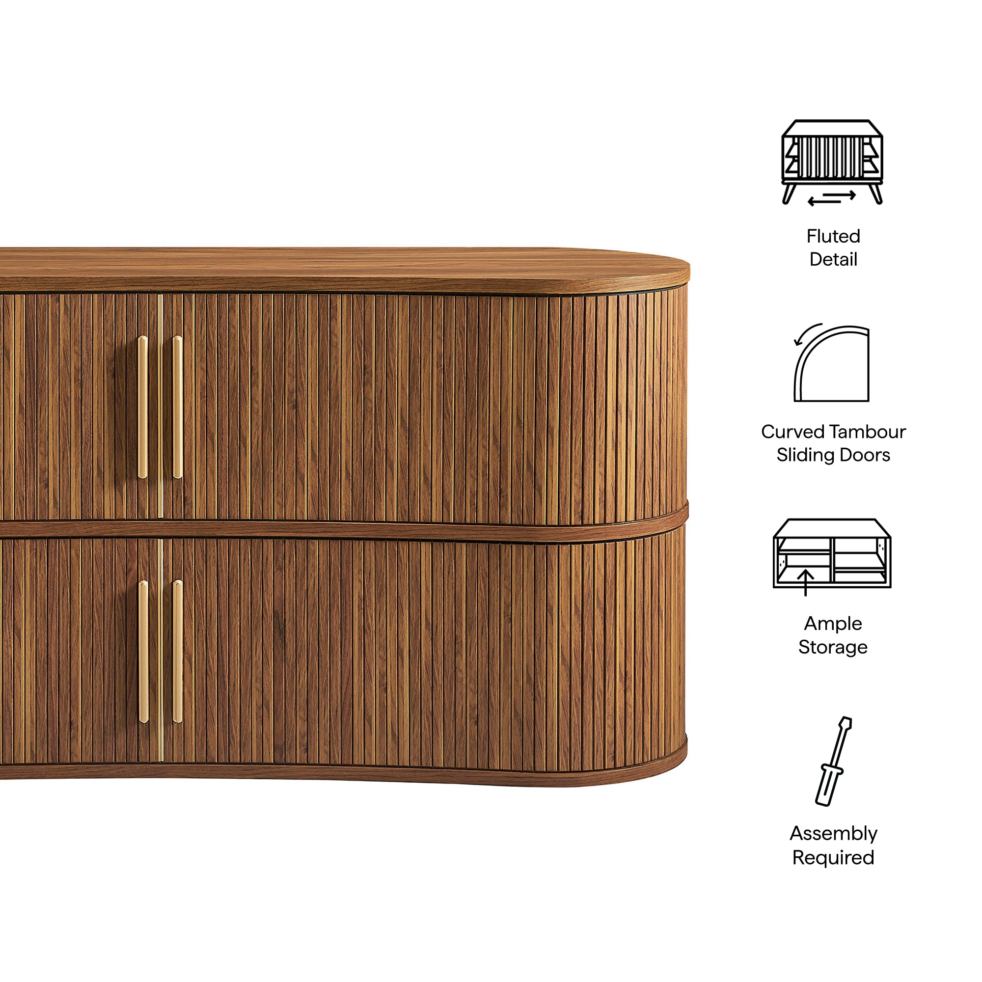 Radcliffe 63" Curved Fluted Sideboard Buffet Cabinet by Modway