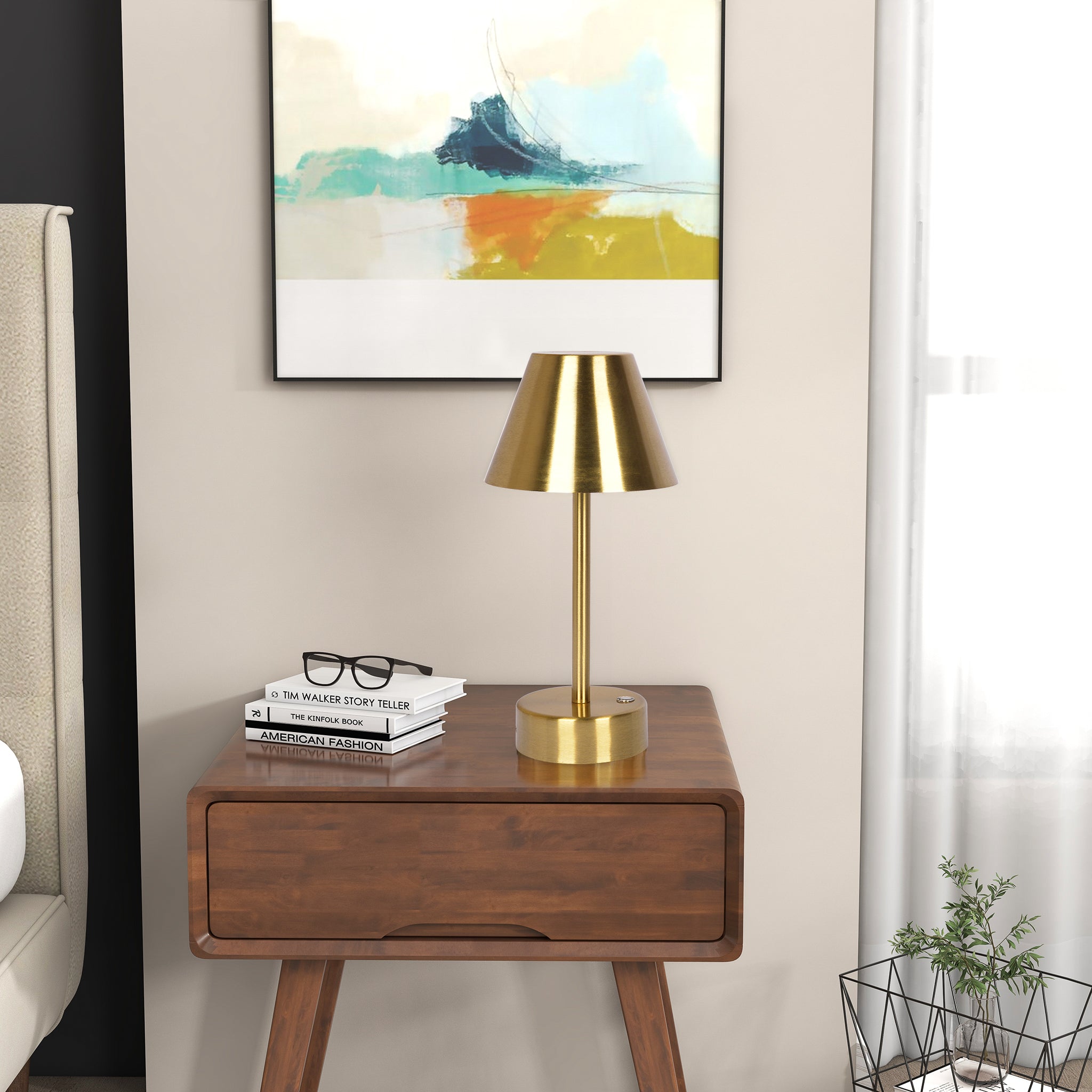 Elegance Rechargeable LED Table Lamp Plated Brass LED Touch Switch - MidinMod