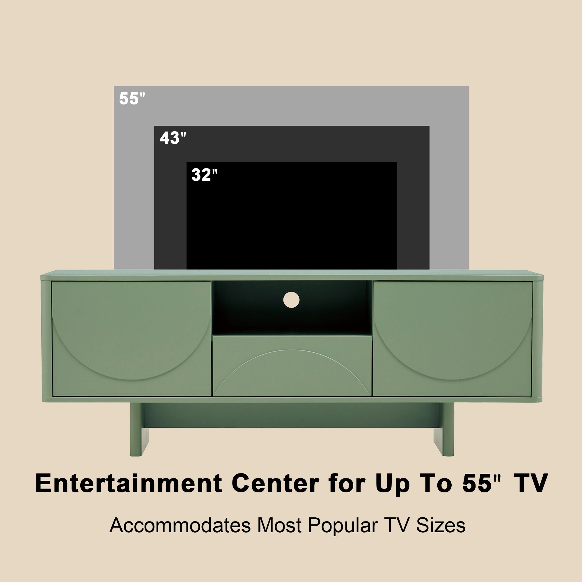 Ella 59-Inch Sage Green TV Stand | Sleek Modern Media Console | MidinMod