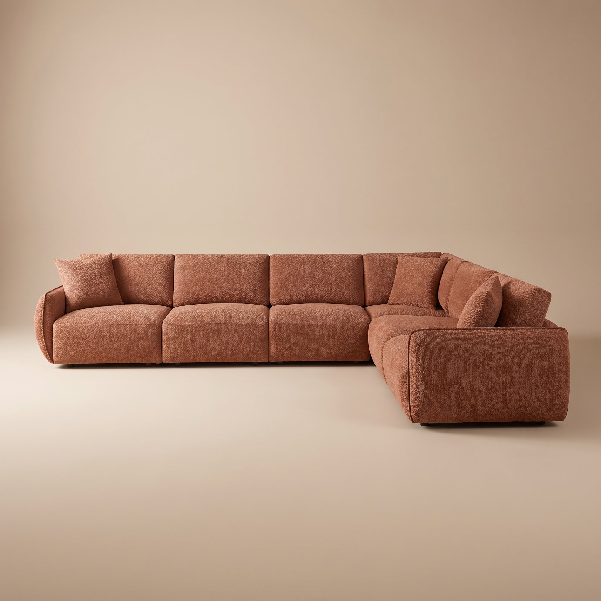 Elysia 6-piece Chenille Upholstered Modular Sectional Sofa Coral