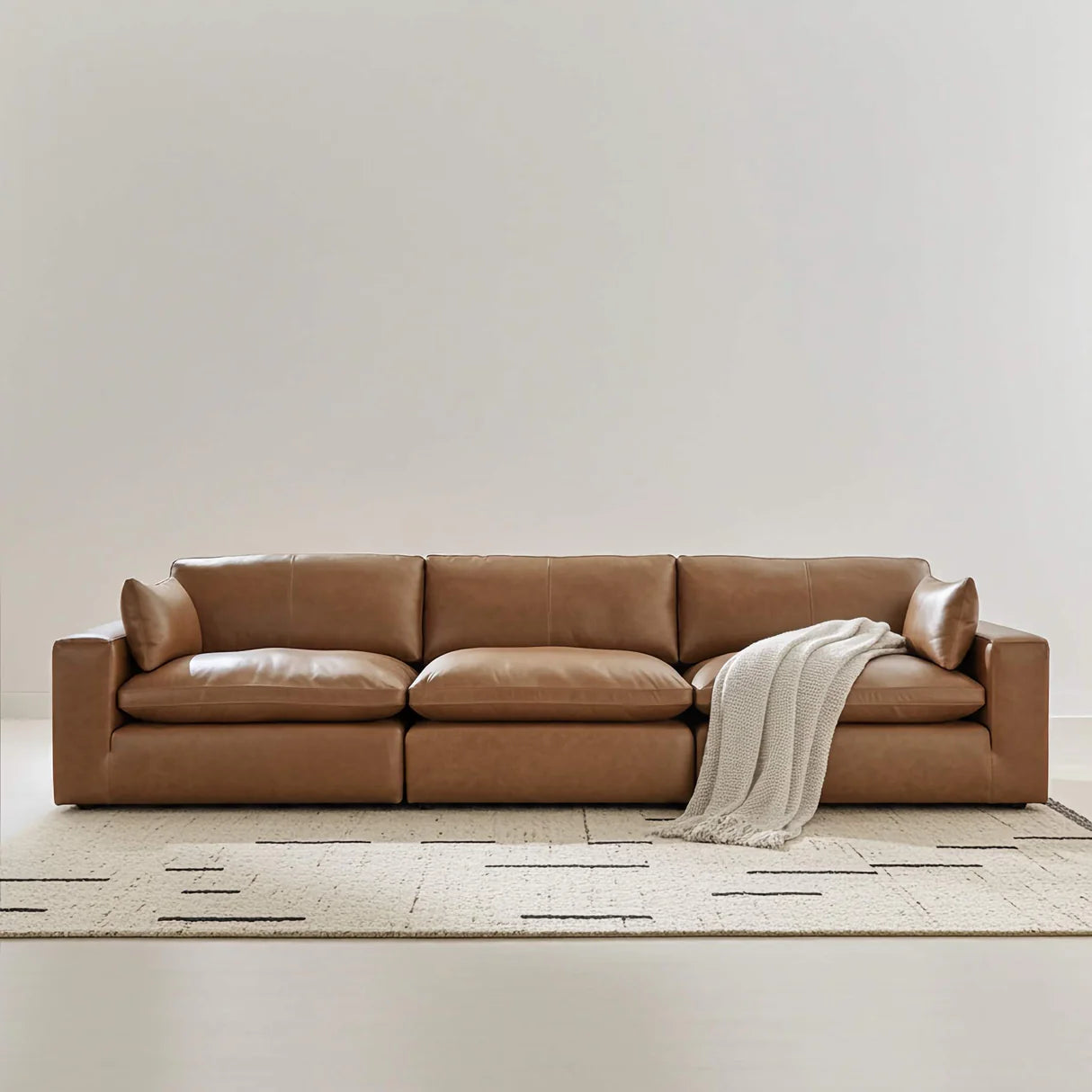 Emilia Caramel Leather 3-Piece Sectional Sofa