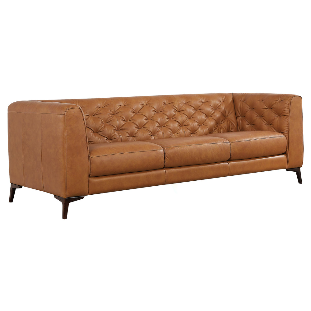 Fargo Tufted Rectangular Tight back Genuine Tan Leather | MidinMod