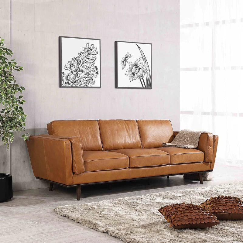 Emrah Ferre Tan Leather Sofa - MidinMod Houston Tx Mid Century Furniture Store - 3