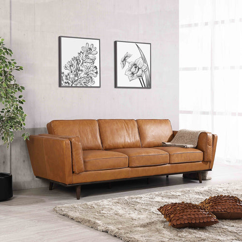 Ferre Leather Sofa - Tan Leather | MidinMod | Houston TX