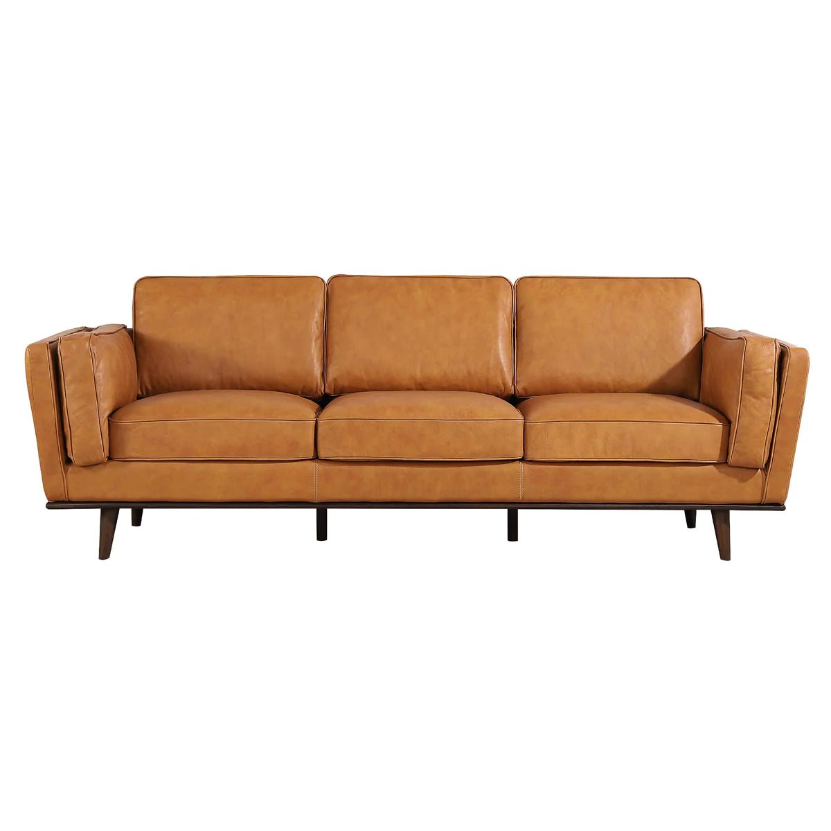 Emrah Ferre Tan Leather Sofa - MidinMod Houston Tx Mid Century Furniture Store - 4