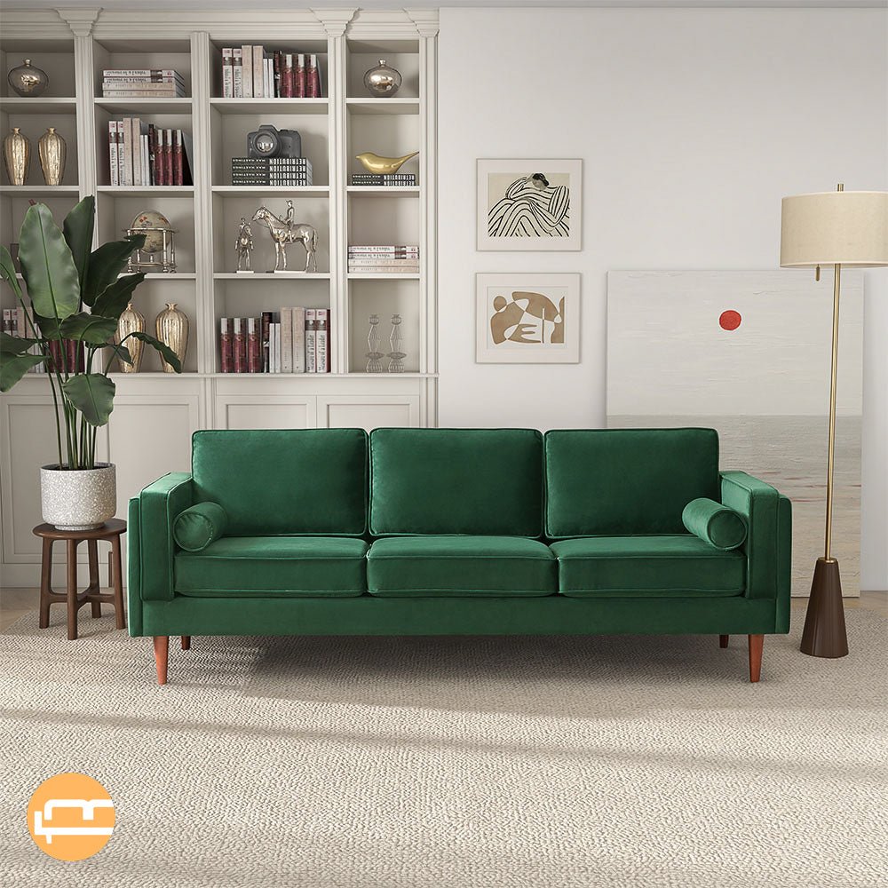 Fordham Dark Green Velvet Sofa - MidinMod