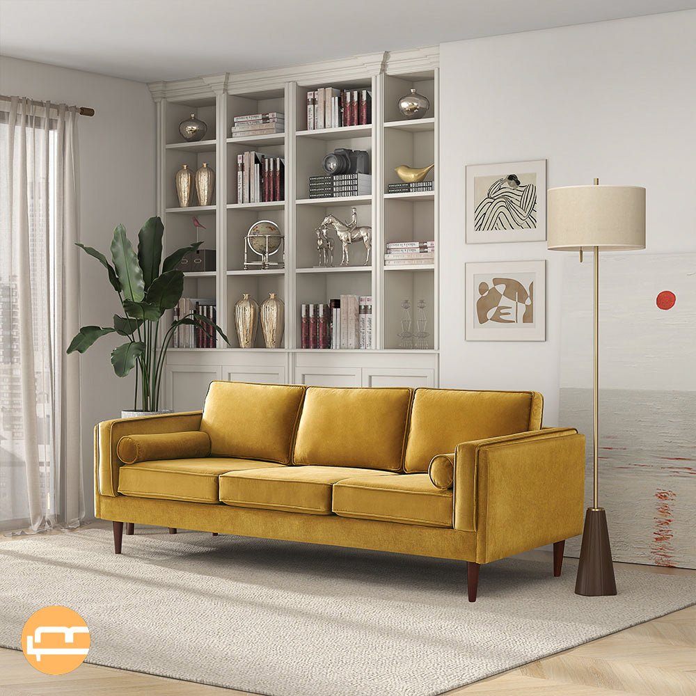 Fordham Yellow Velvet Sofa - MidinMod