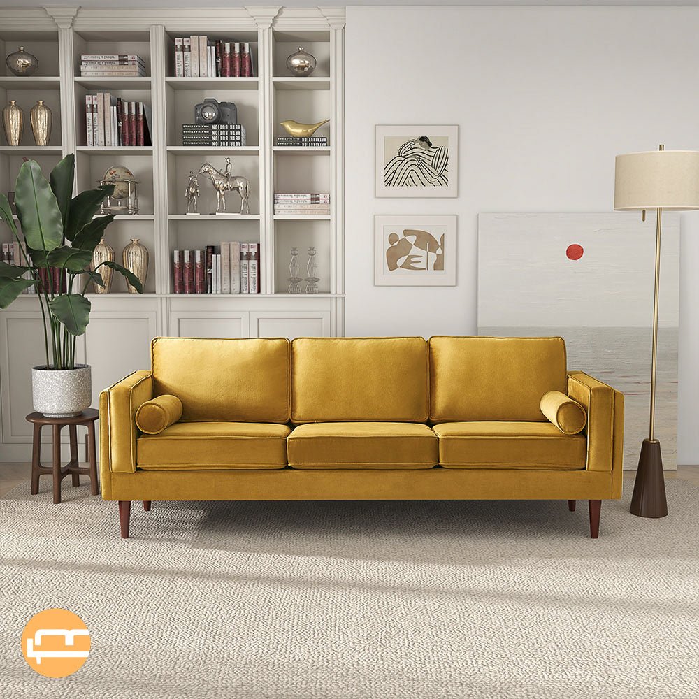 Fordham Yellow Velvet Sofa - MidinMod