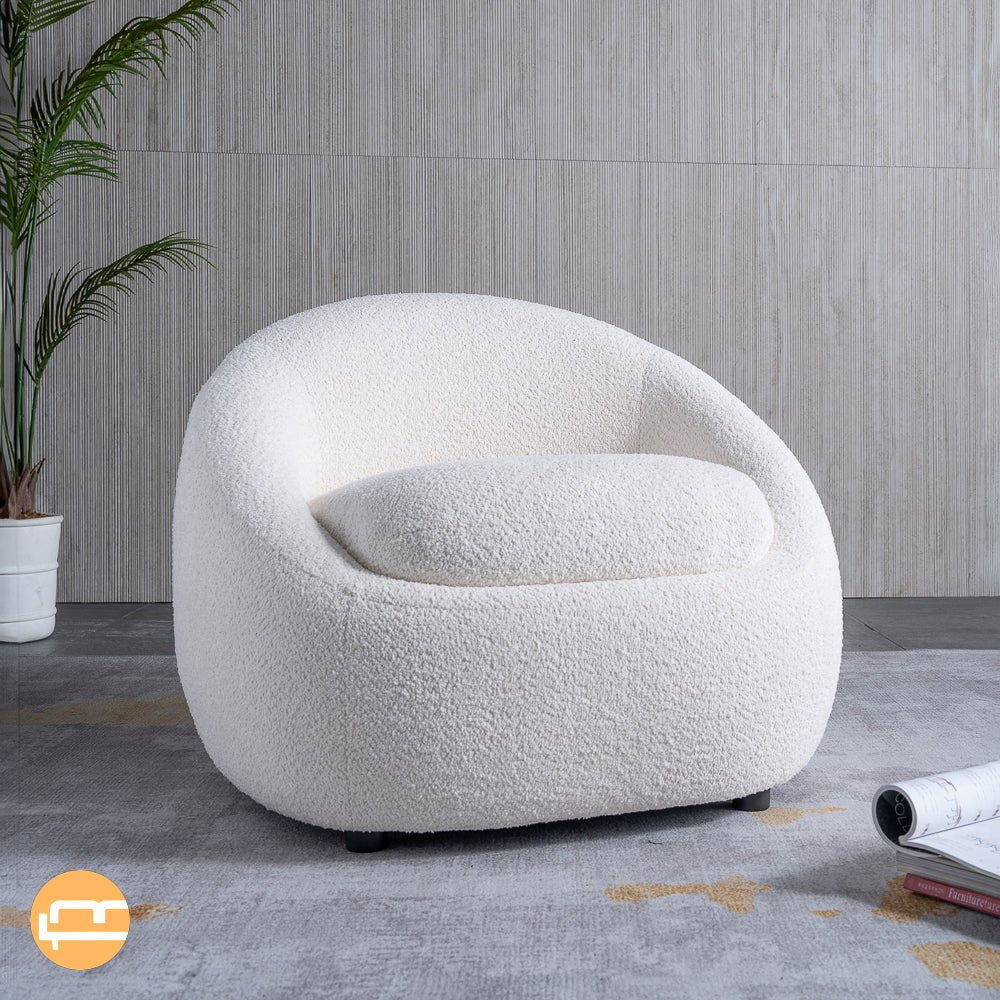 Frisco Cream Boucle Lounge Chair - MidinMod