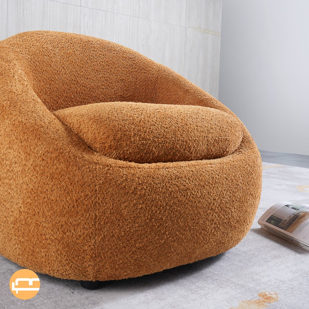 Frisco Orange Boucle Lounge Chair - MidinMod