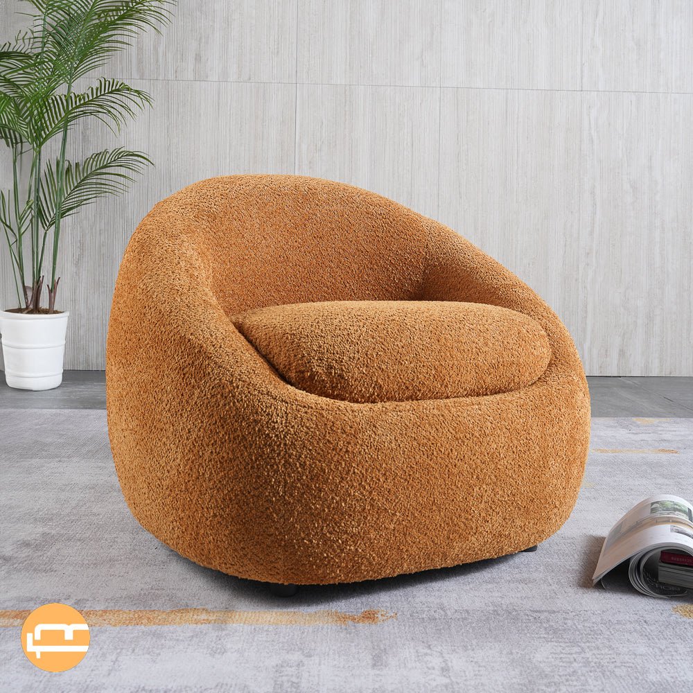 Frisco Orange Boucle Lounge Chair - MidinMod