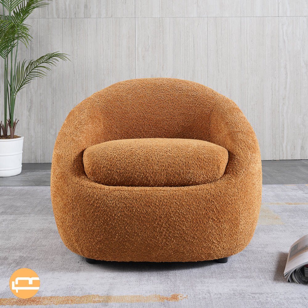 Frisco Orange Boucle Lounge Chair - MidinMod