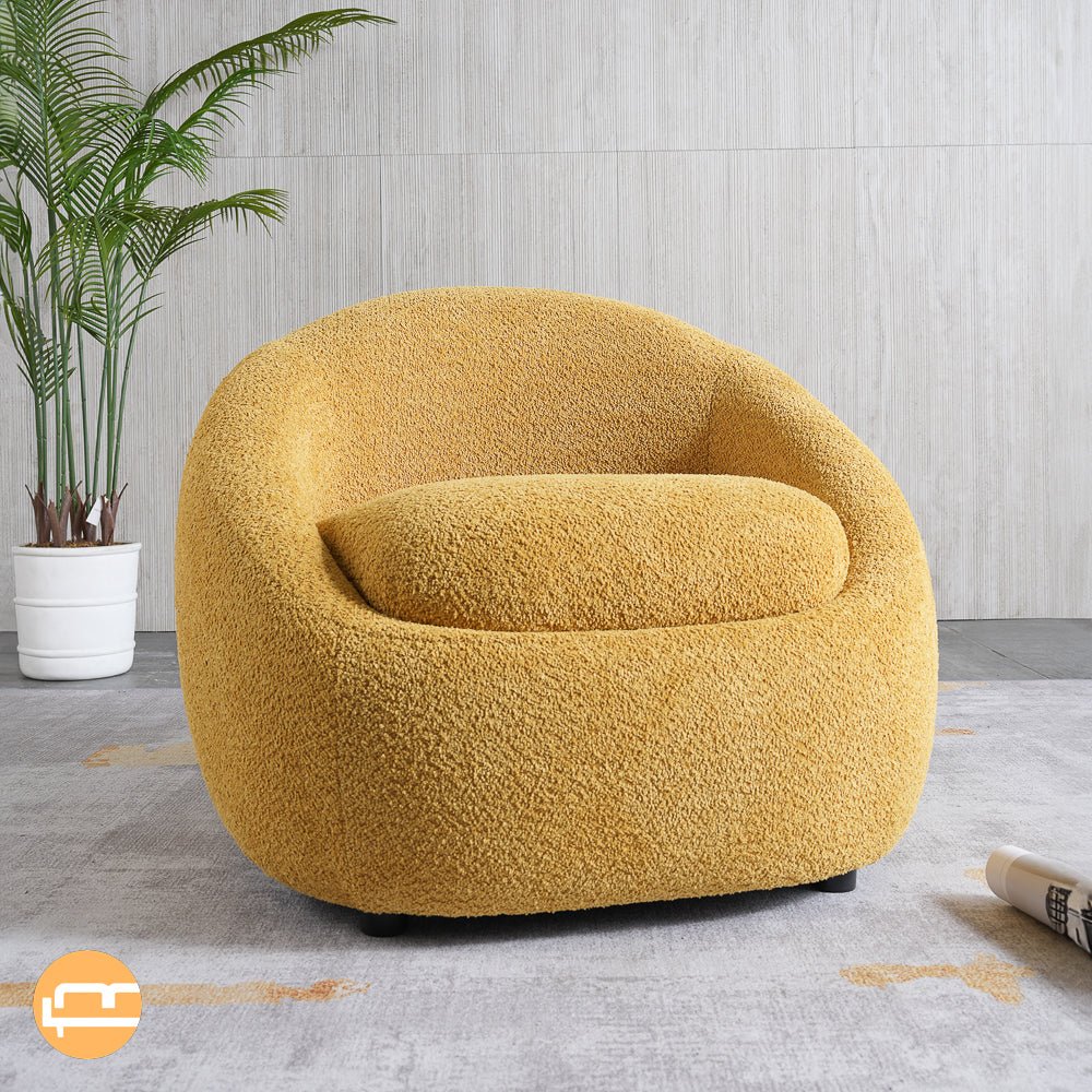 Frisco Yellow Boucle Lounge Chair - MidinMod