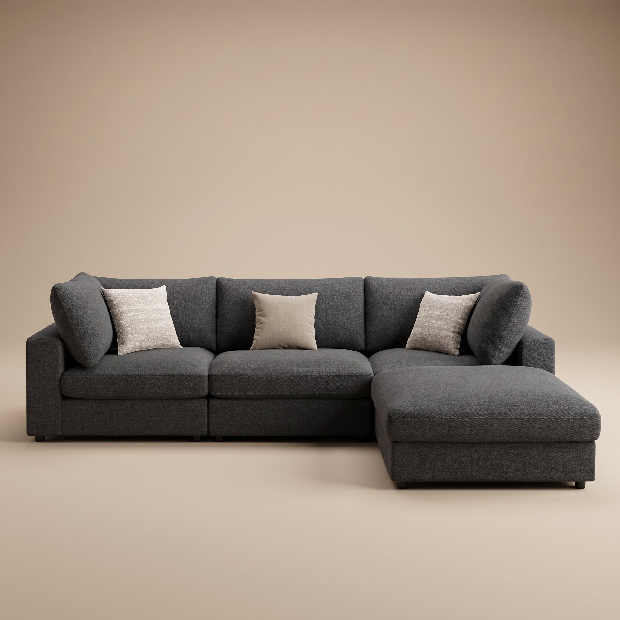 Serene 4-piece Upholstered Modular Sectional Sofa Charcoal
