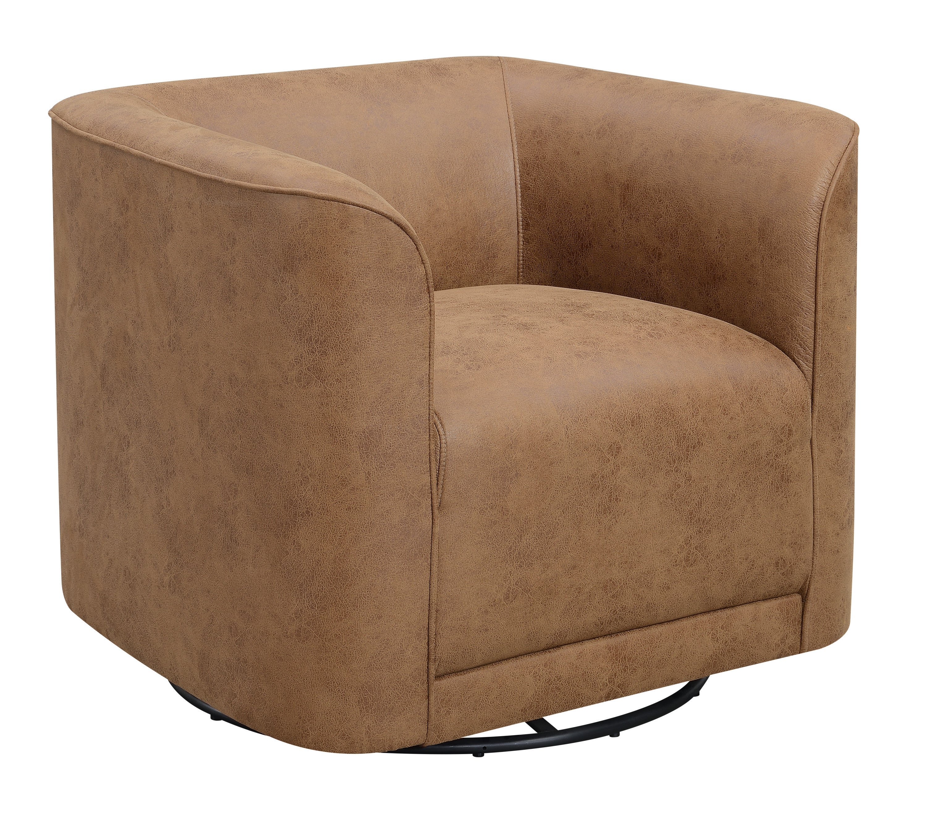 Gemma Contemporary Brown Vegan Leather Barrel Chair - MidinMod