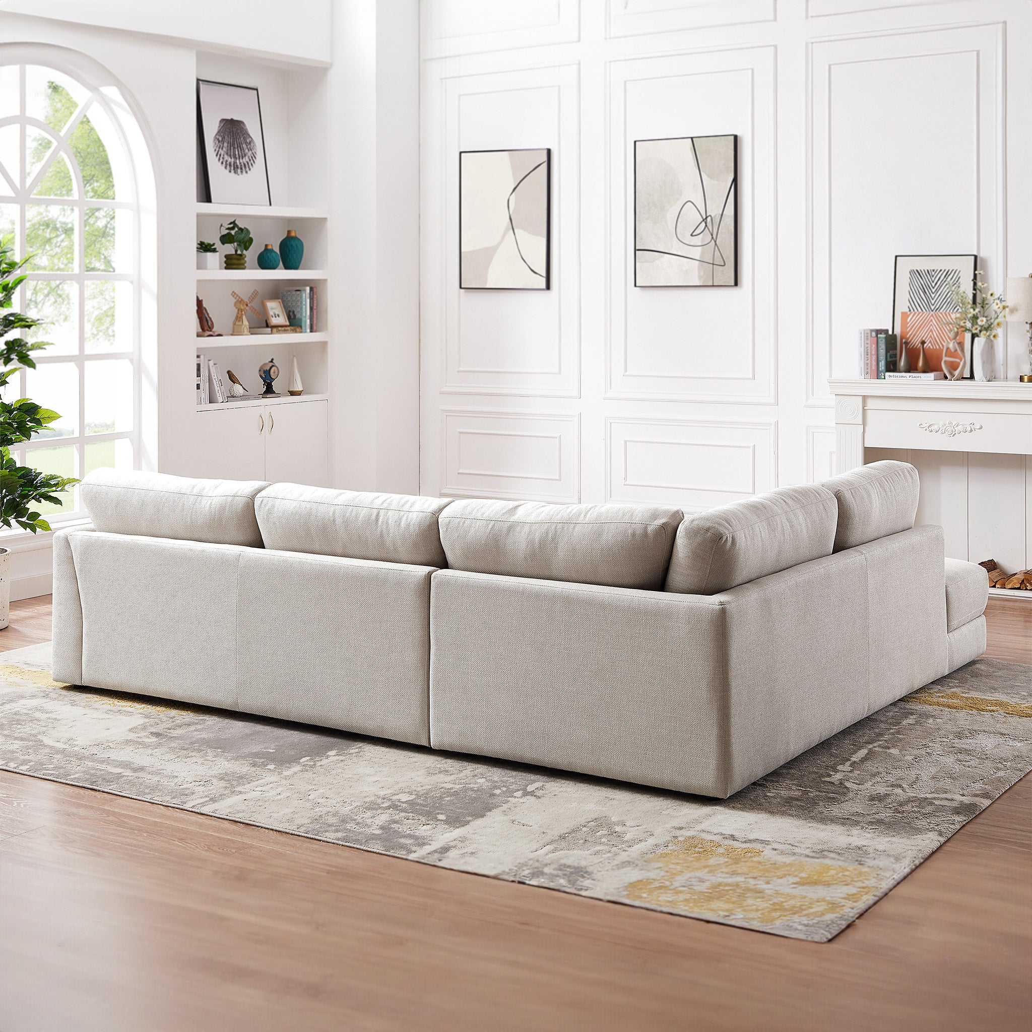 Glendale Cream Linen L-Shaped Left Sectional Sofa - MidinMod