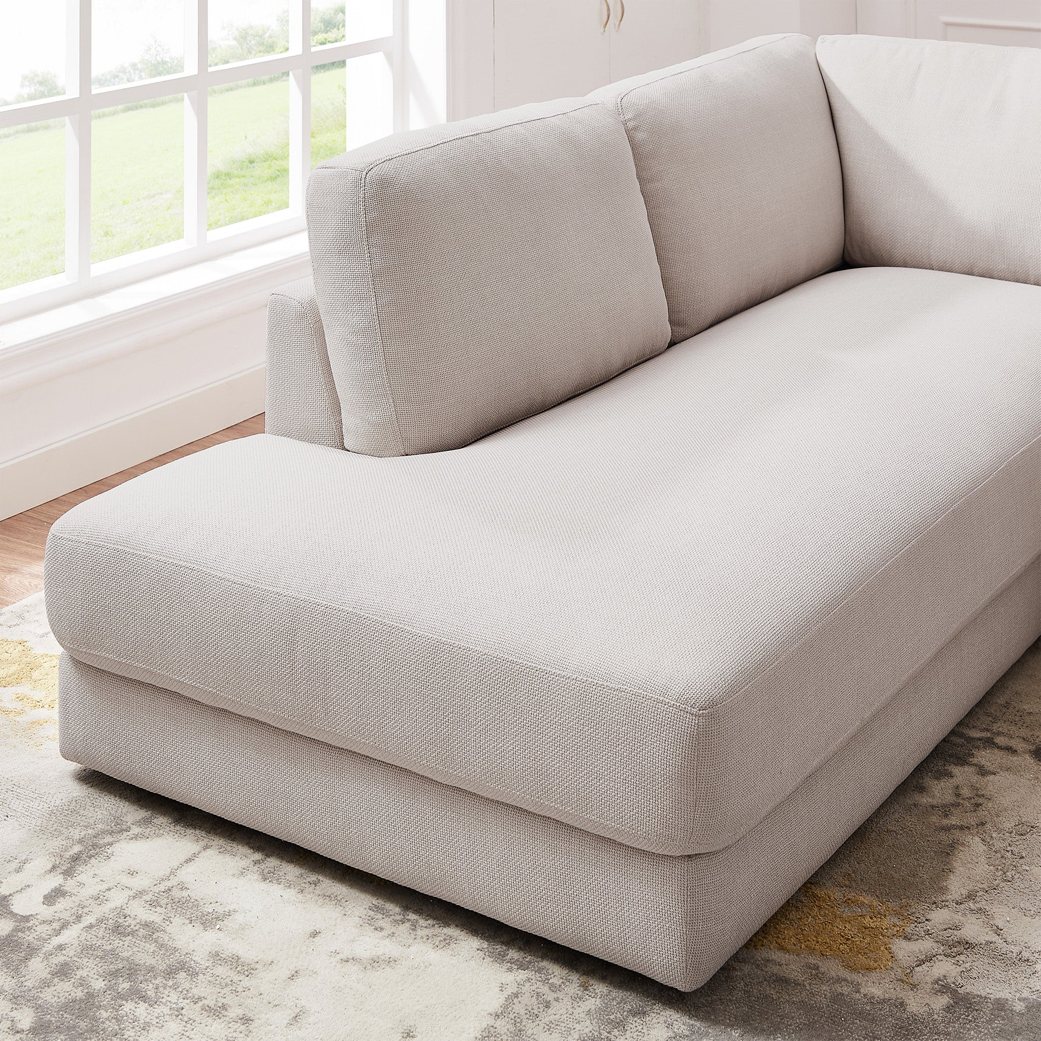 Glendale Cream Linen L-Shaped Left Sectional Sofa - MidinMod