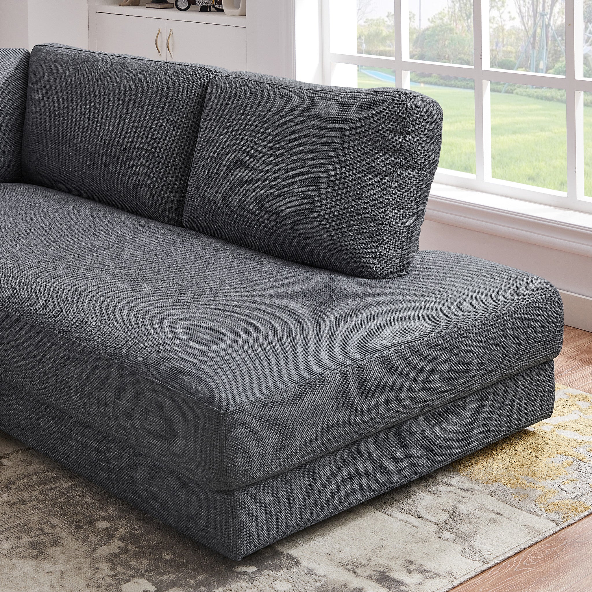 Glendale Grey Linen L-Shaped Right Sectional Sofa - MidinMod