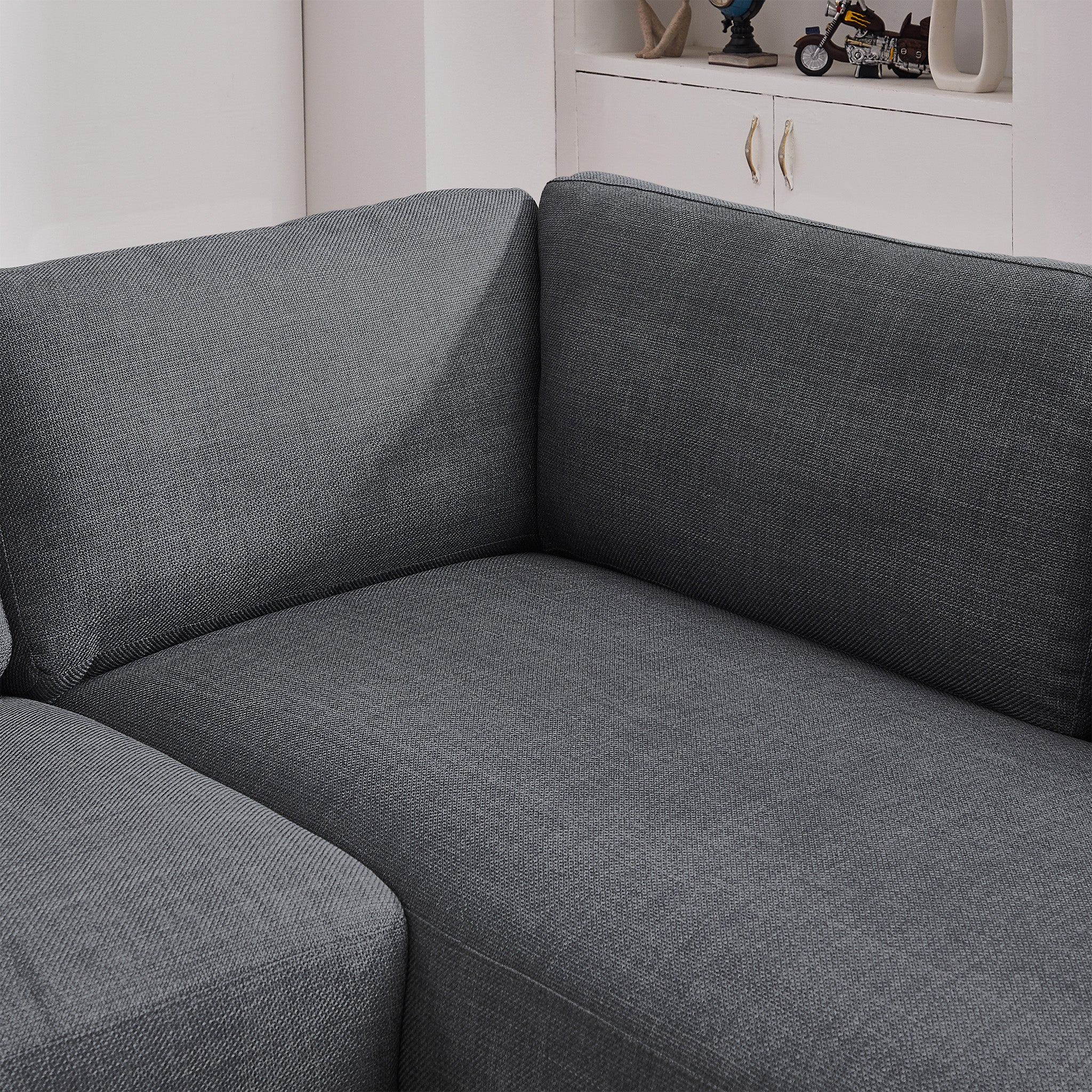 Glendale Grey Linen L-Shaped Right Sectional Sofa - MidinMod