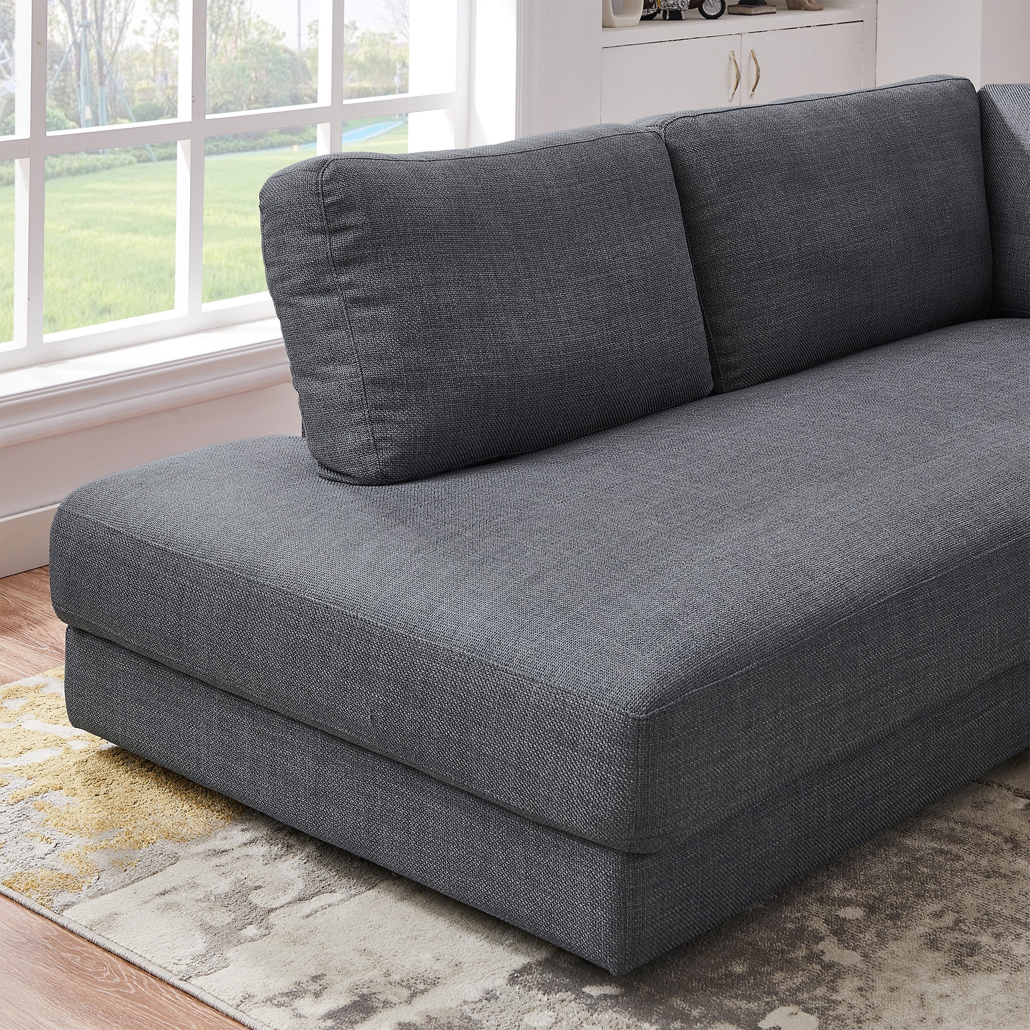 Glendale Grey Linen L-Shaped Left Sectional Sofa - MidinMod