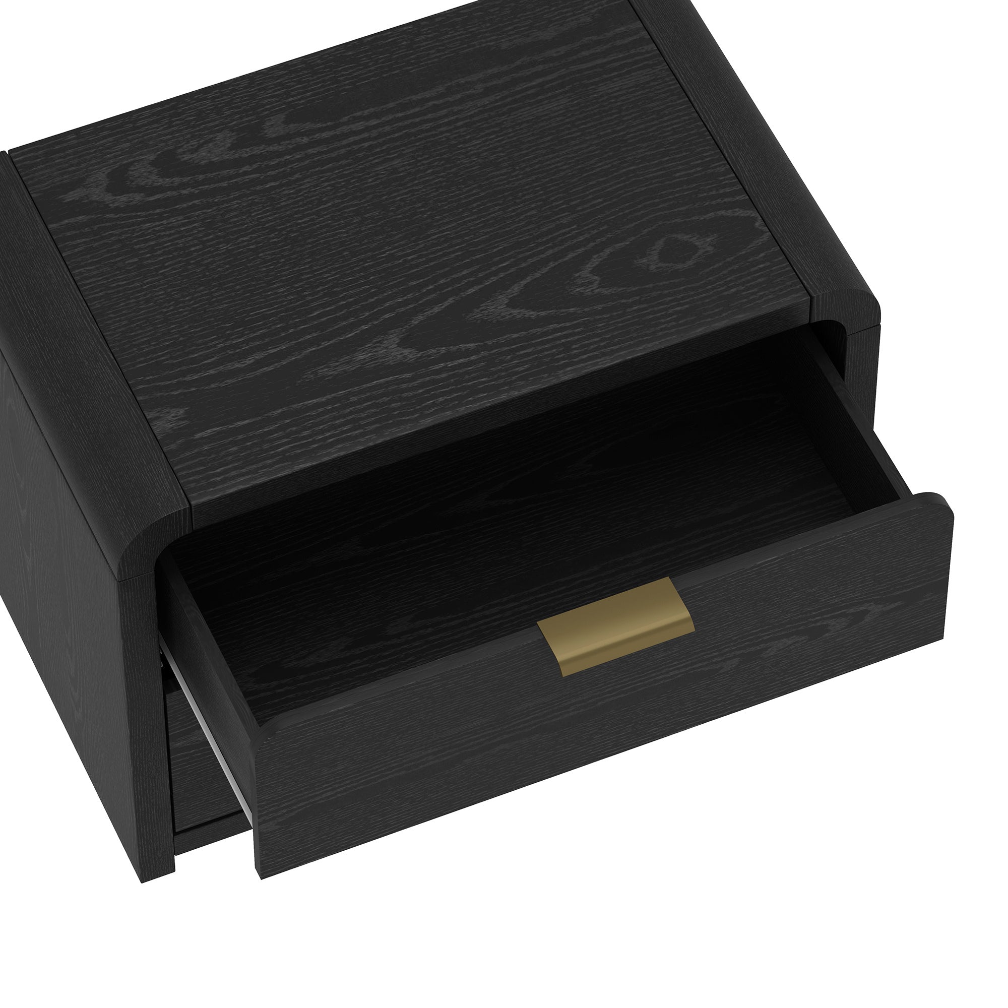 Grace Modern Black and Gold Solid Wood Nightstand | Sleek Bedside Storage | MidinMod