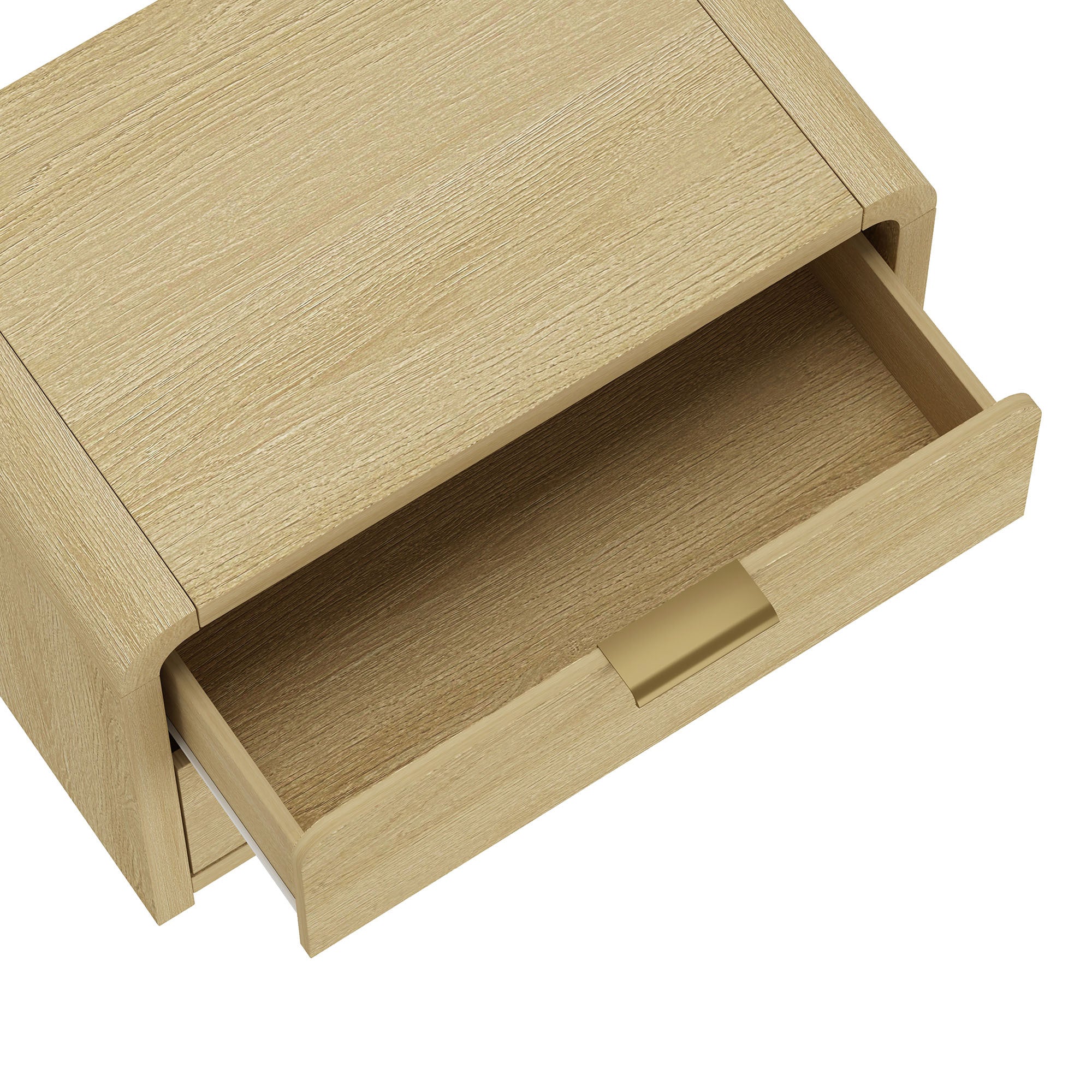 Grace Natural Oak & Gold Nightstand | Modern Solid Wood Bedside Storage | MidinMod