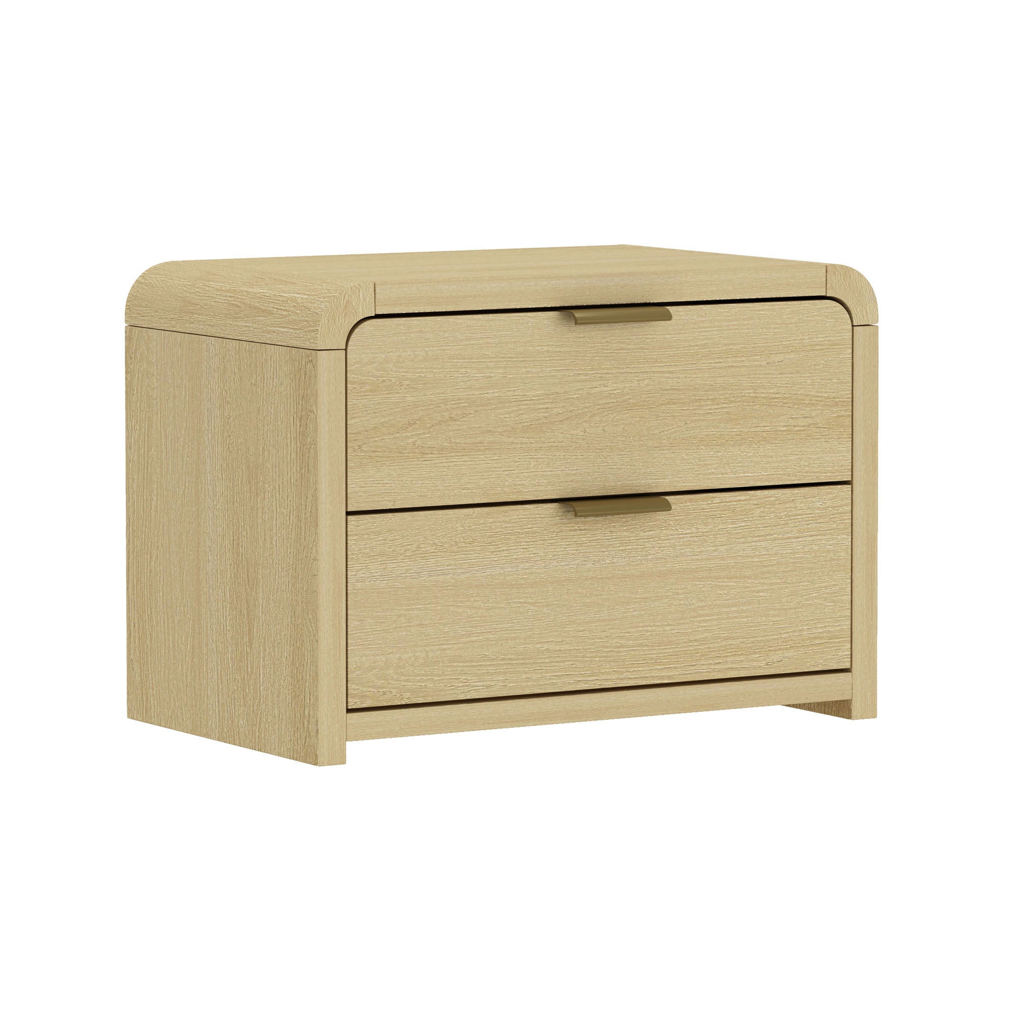 Grace Natural Oak & Gold Nightstand | Modern Solid Wood Bedside Storage | MidinMod