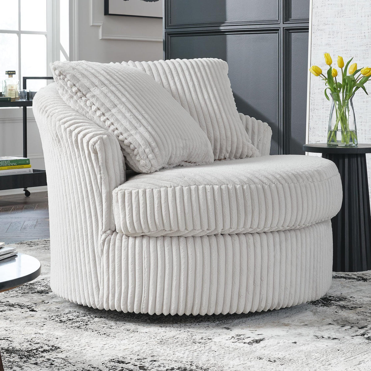 Gramwell Swivel Accent Chair - Alloy