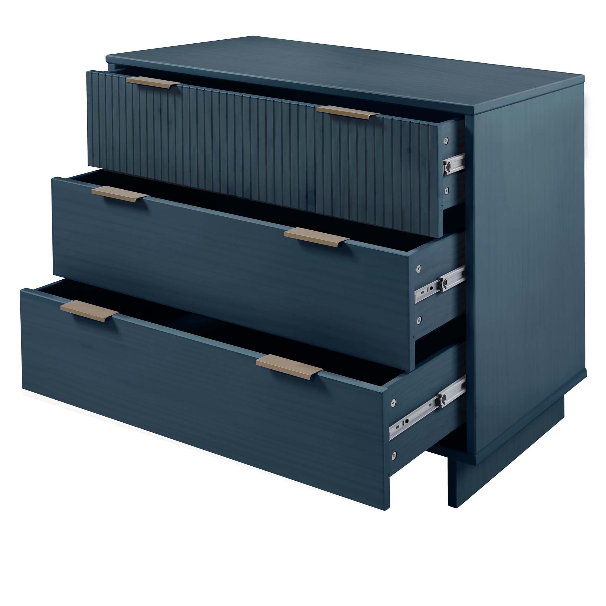 Granville 38" Midnight Blue Dresser | Modern Solid Wood Chest of Drawers | MidinMod